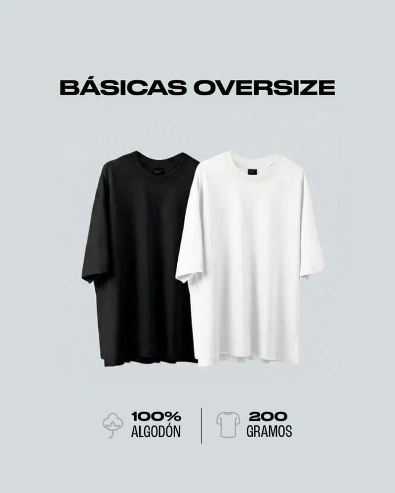 Pack x2 Camisetas Básicas Oversizes Black & White - miniatura 1