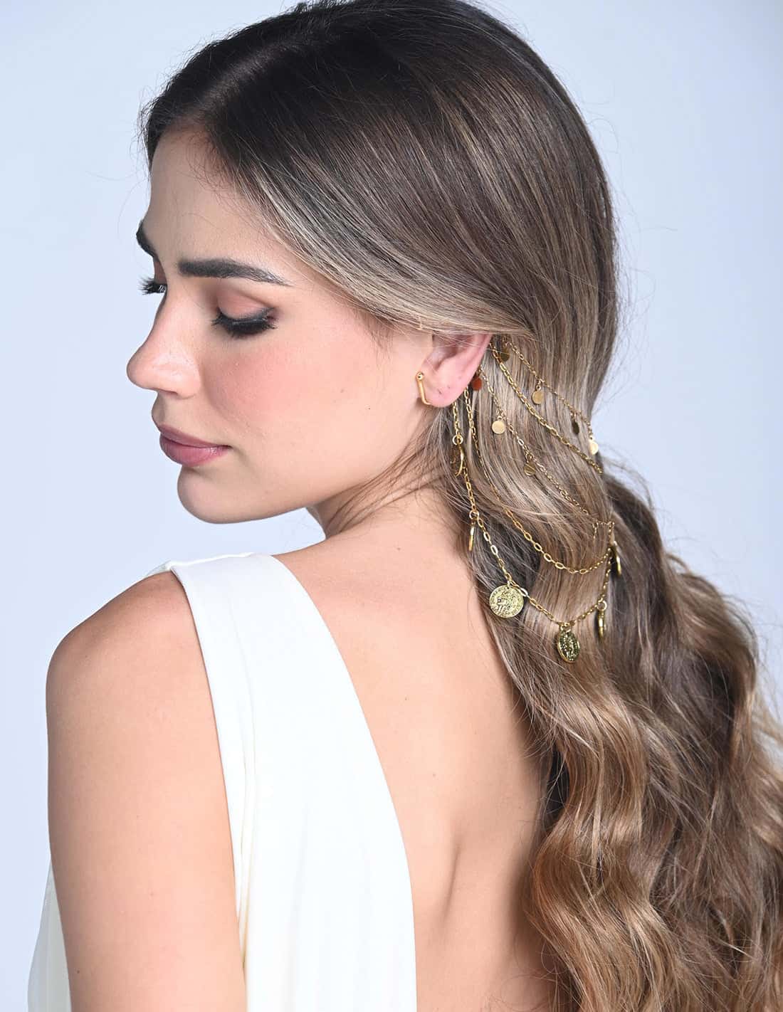 Cadenas De Oreja Devi Golden - miniatura 2