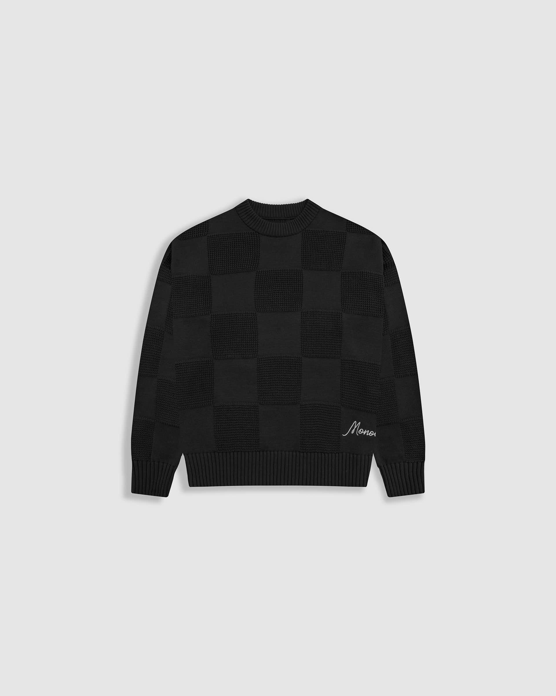 Checkered Knitwear Sweater - Negro