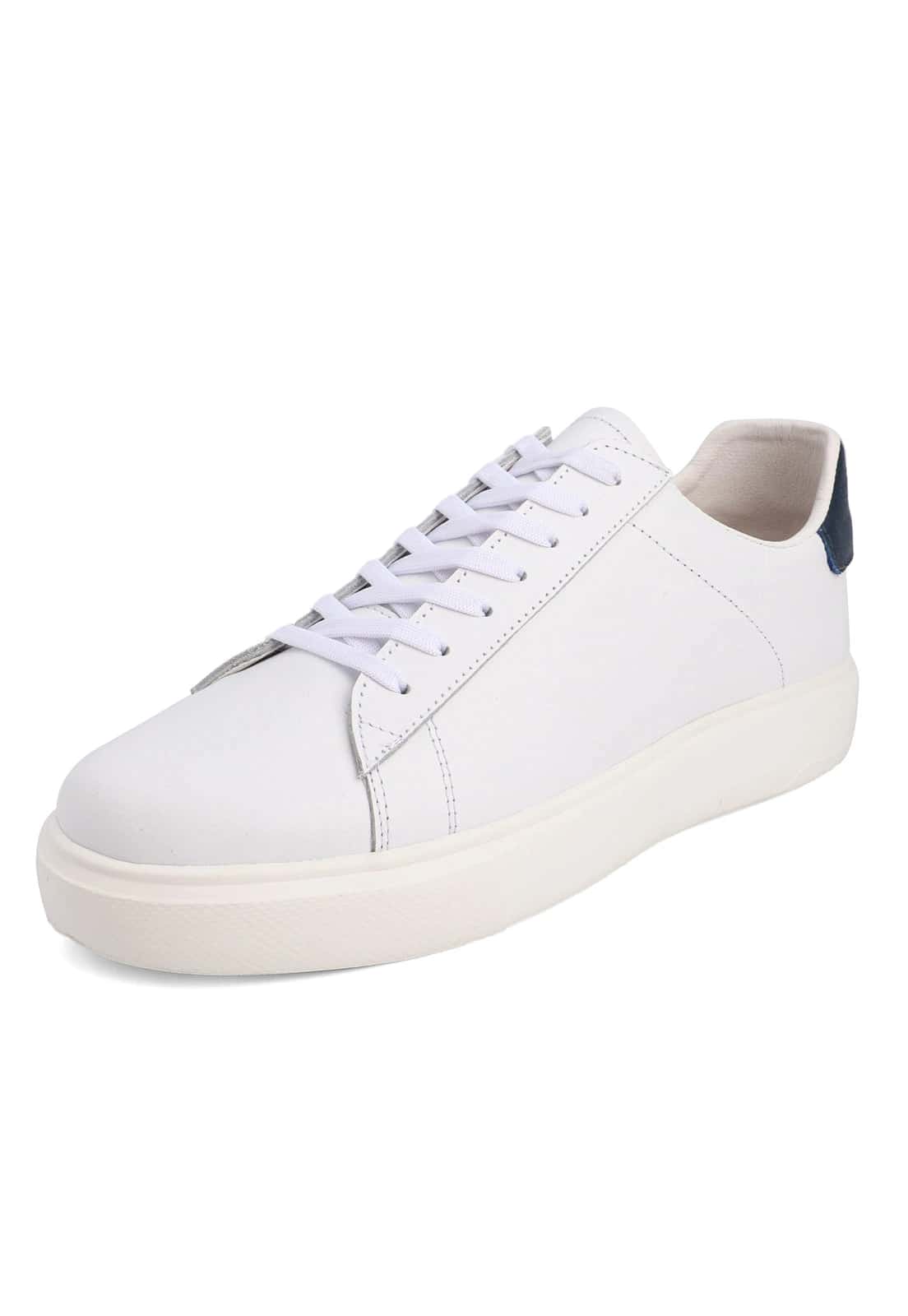 Tenis blancos suela blanca talon azul