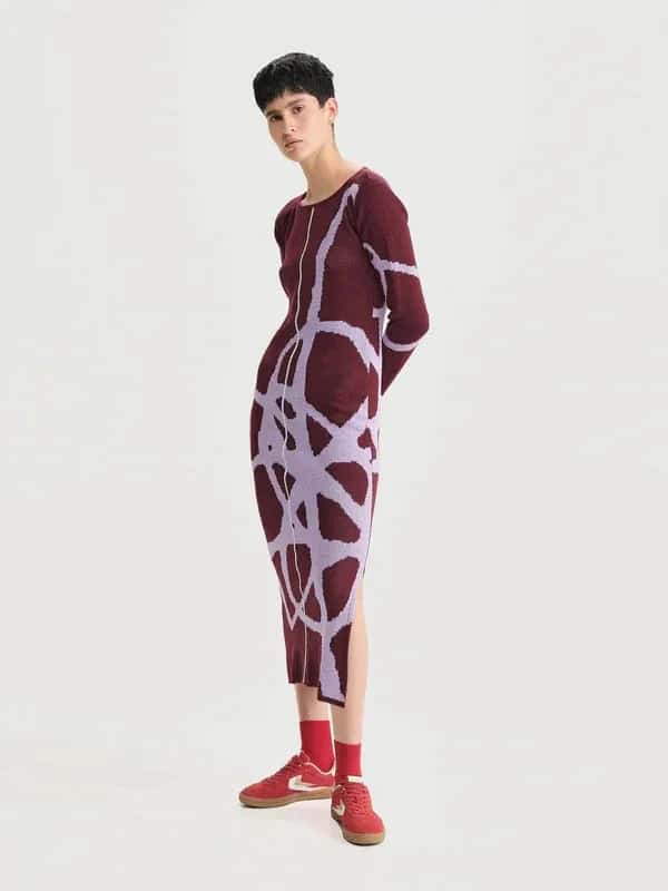 Vestido Largo Nudo Vinotinto - miniatura 3