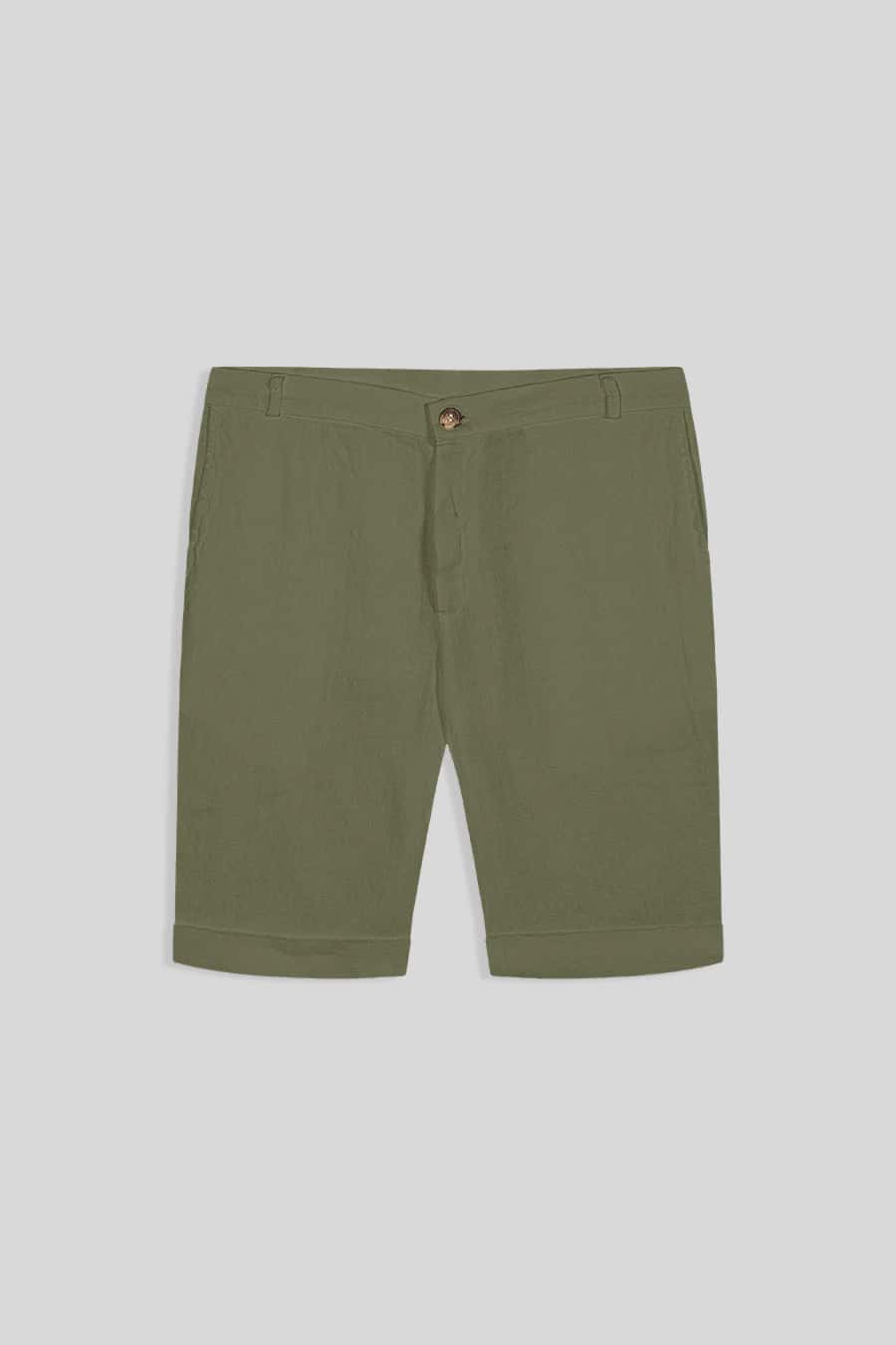 Men's linen bermuda loden green