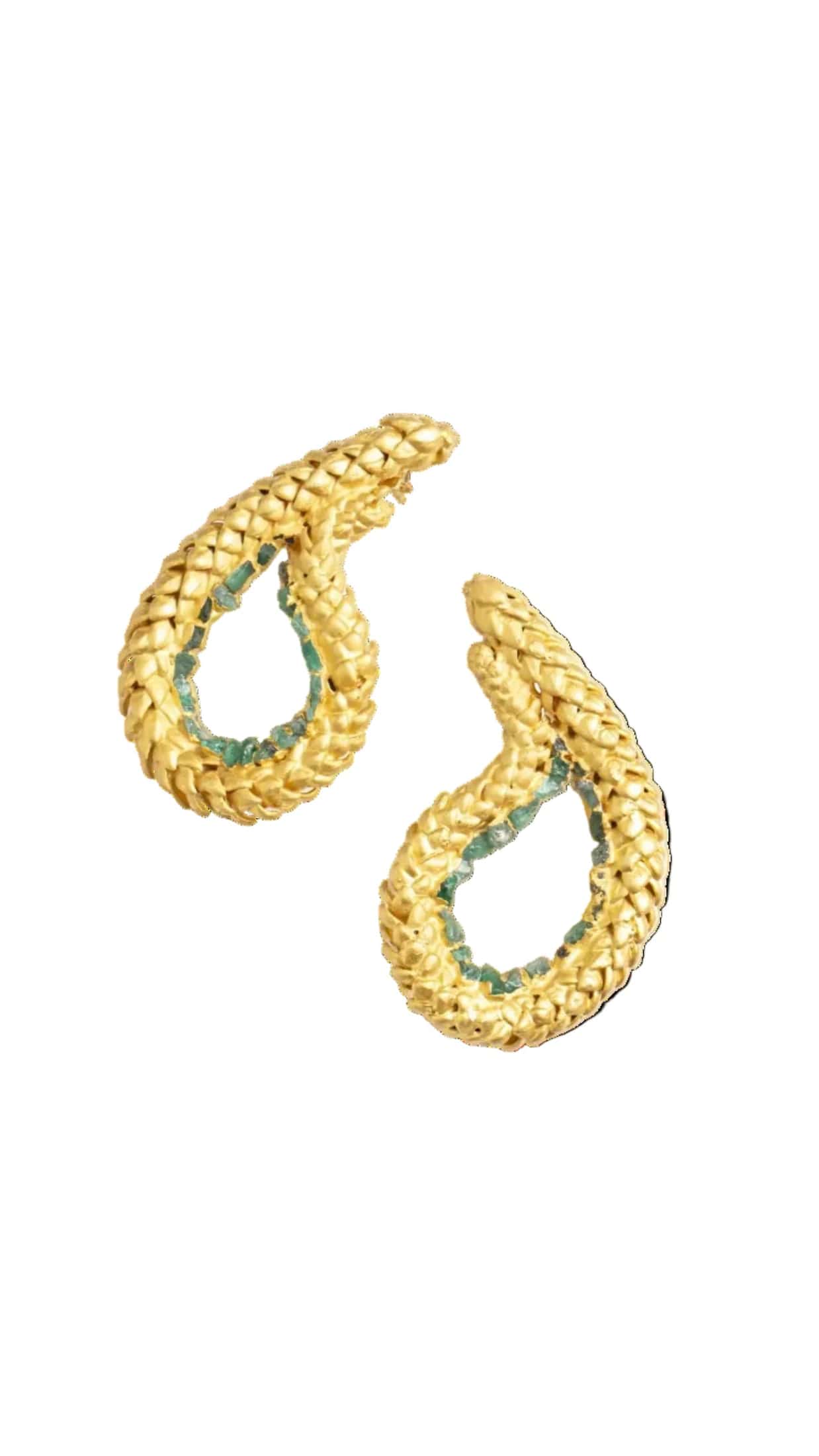 ARETES PAISLEY PINO NORFOLK Y ESMERALDA EN BRUTO