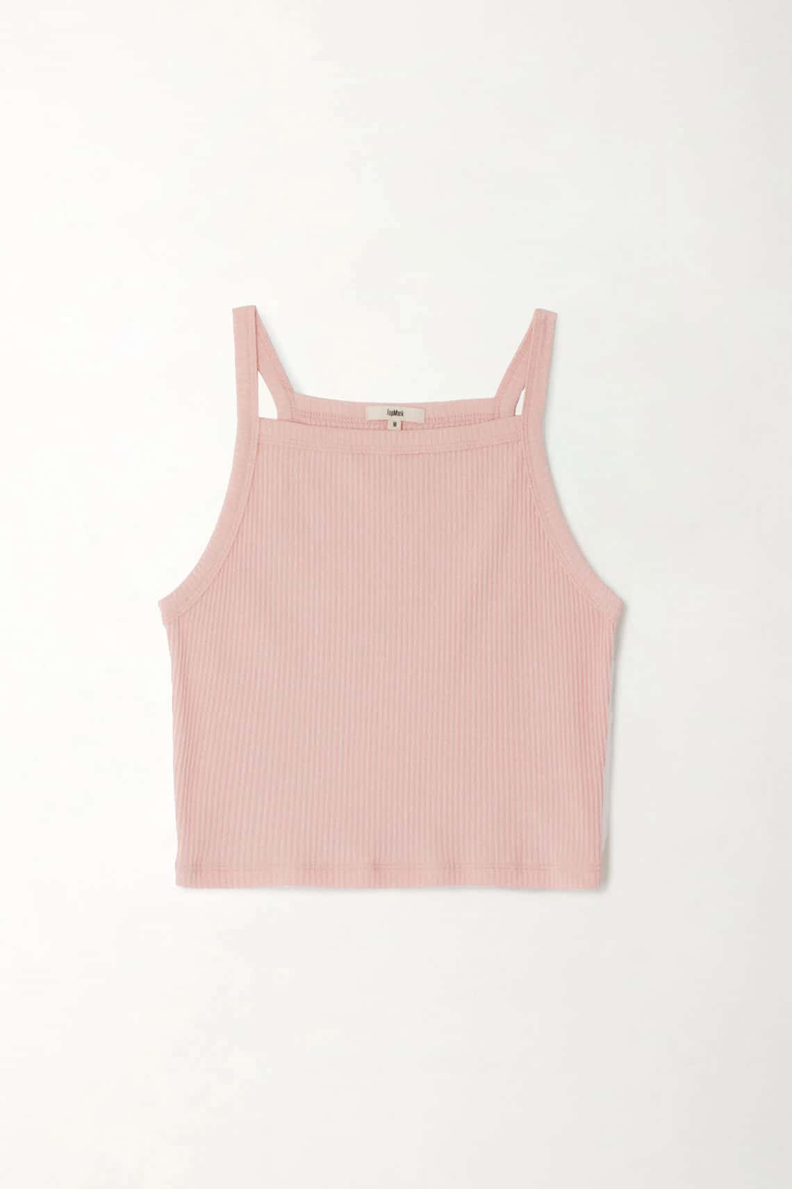 Camiseta crop ajustada rosada de silueta ajustada para mujer