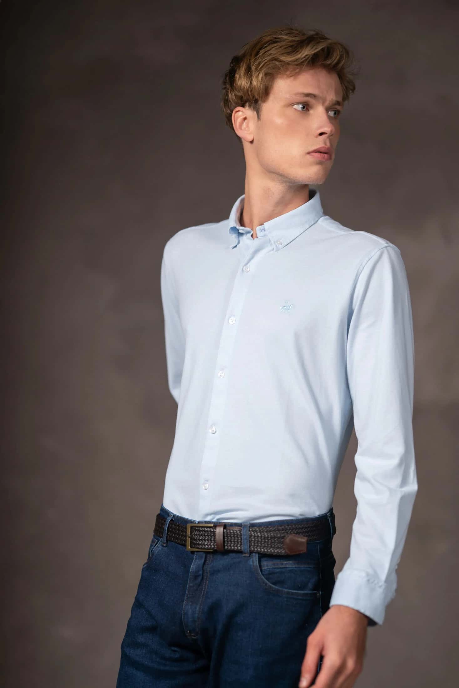 Camisa Pique Atenas Hombre Azul Claro