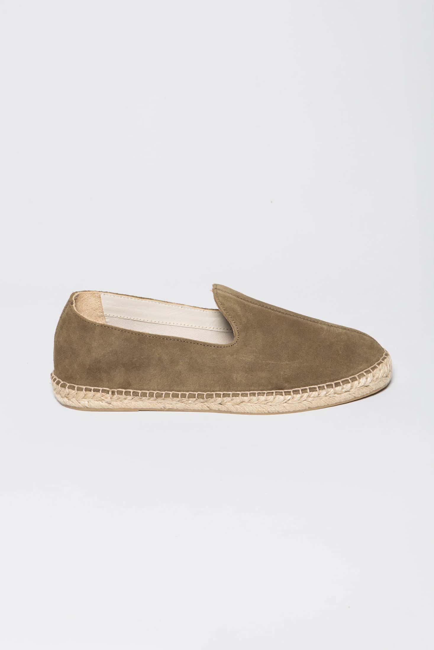 Men's leather espadrille kaki canvas