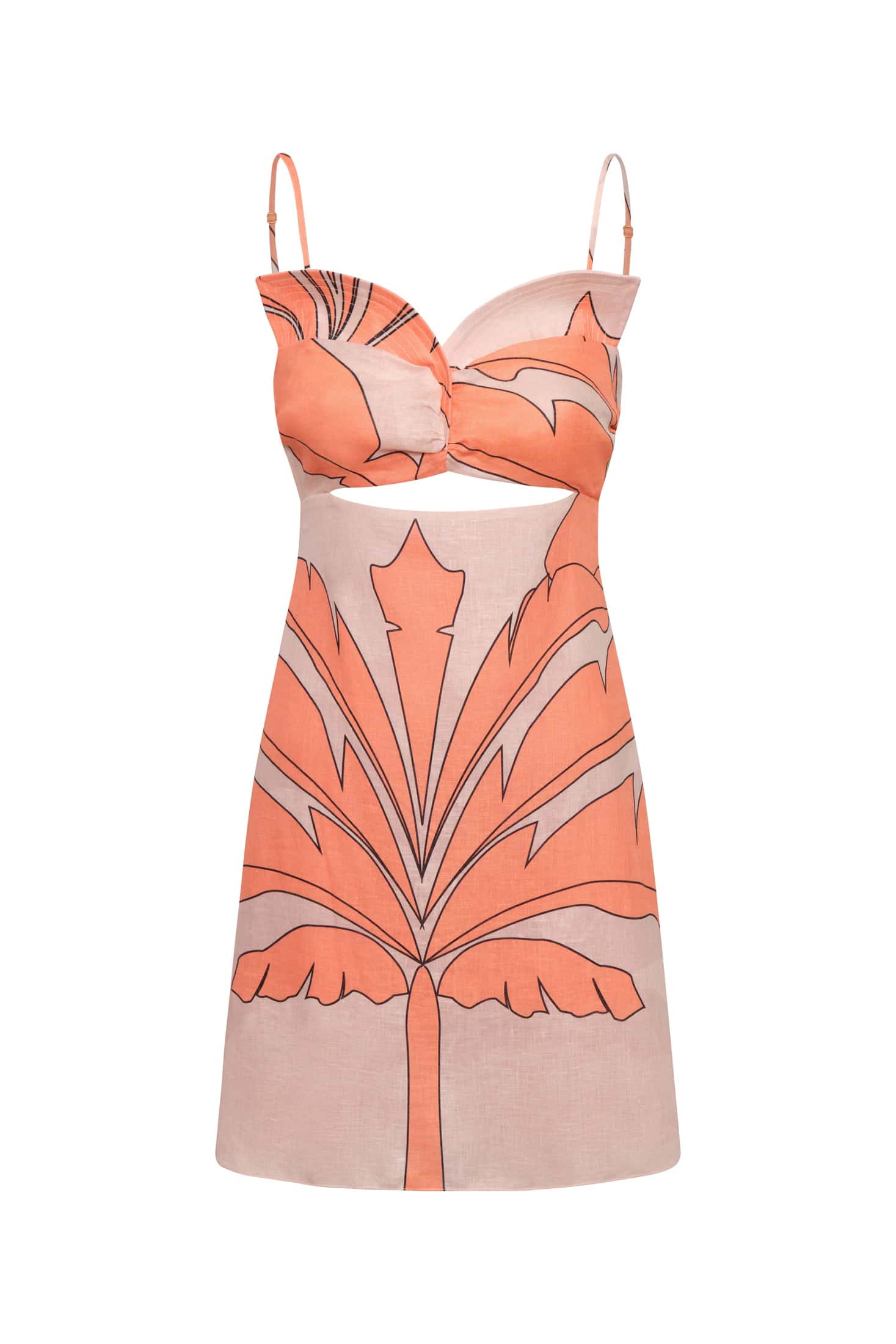Victoria Linen Mini Dress / Peach Palms