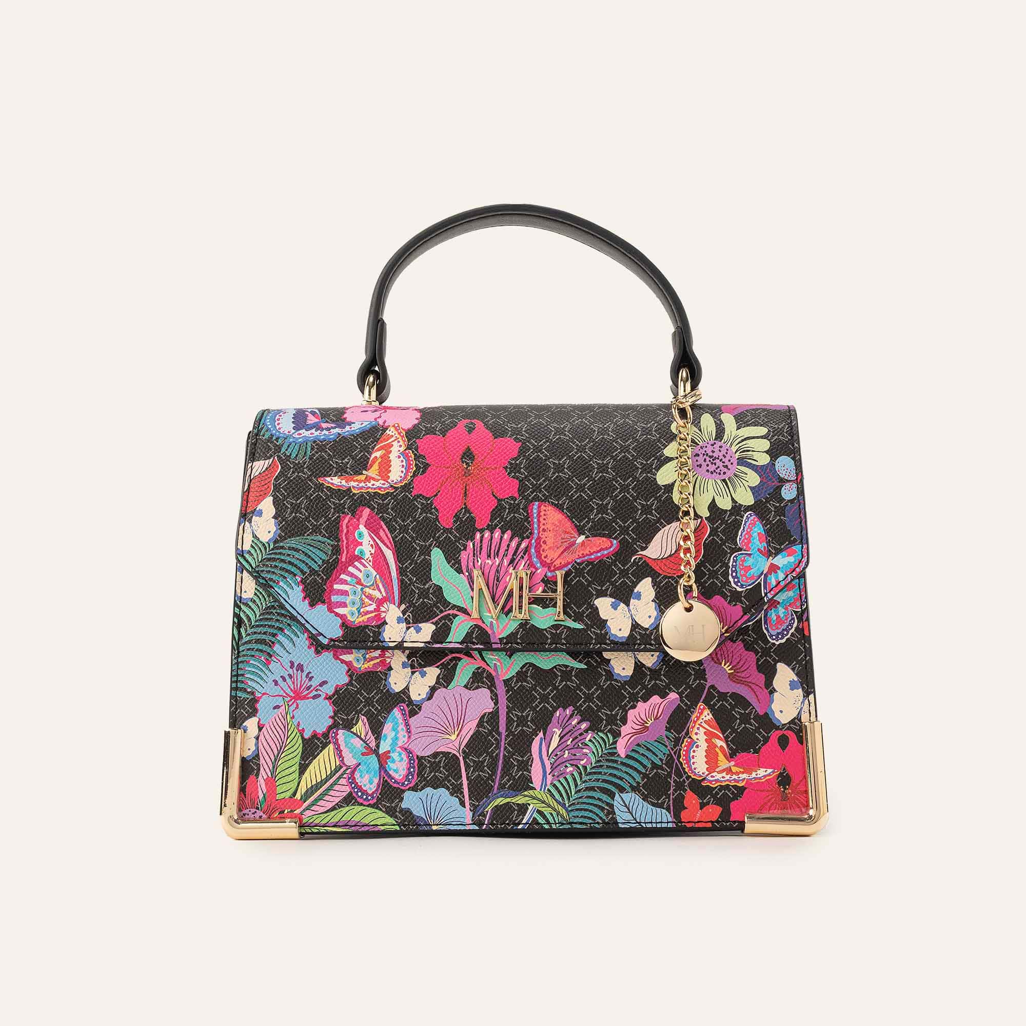 Satchel Con Tapa Malva Morfo Negro Maryrose