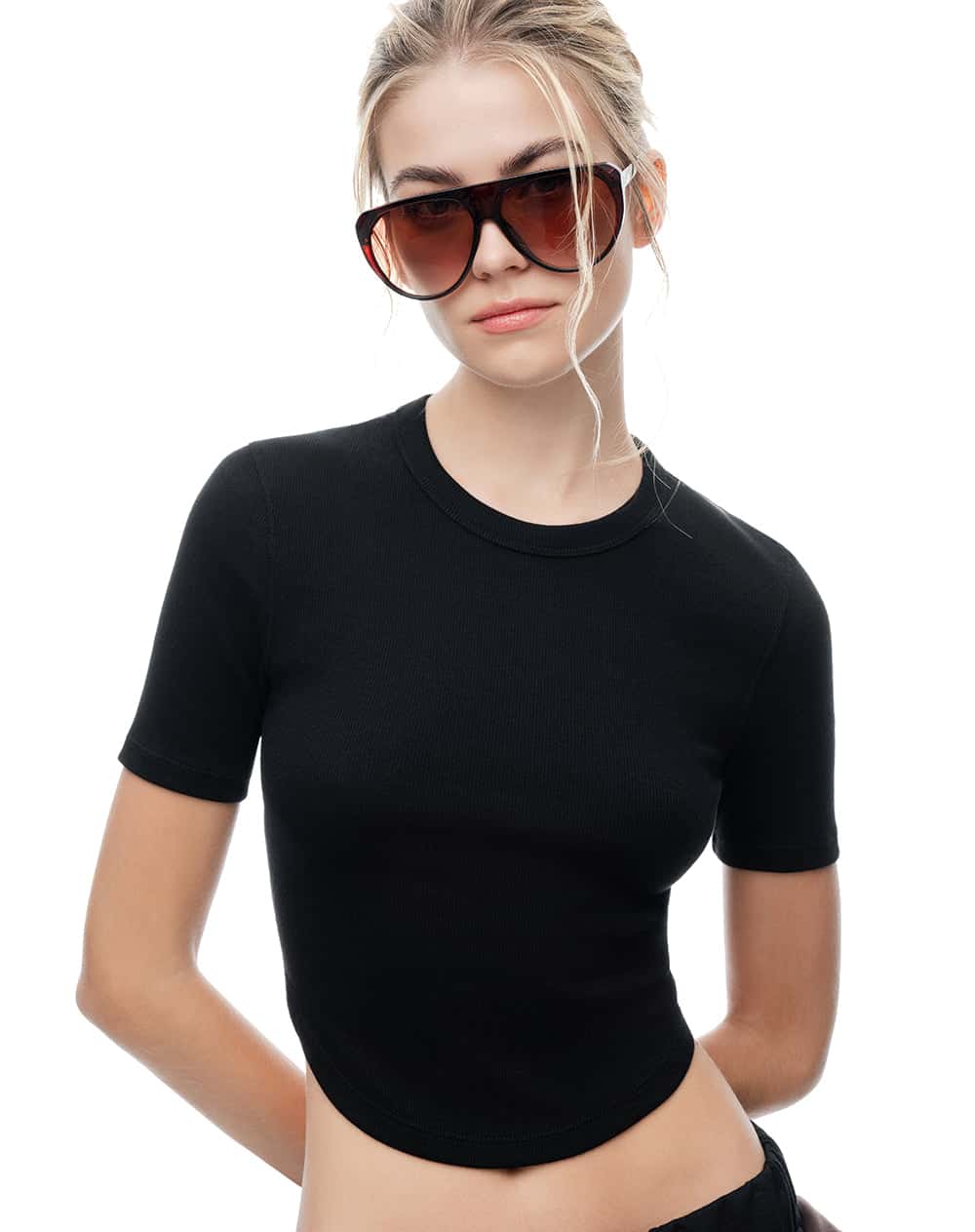 Camiseta relax algodón negra mujer