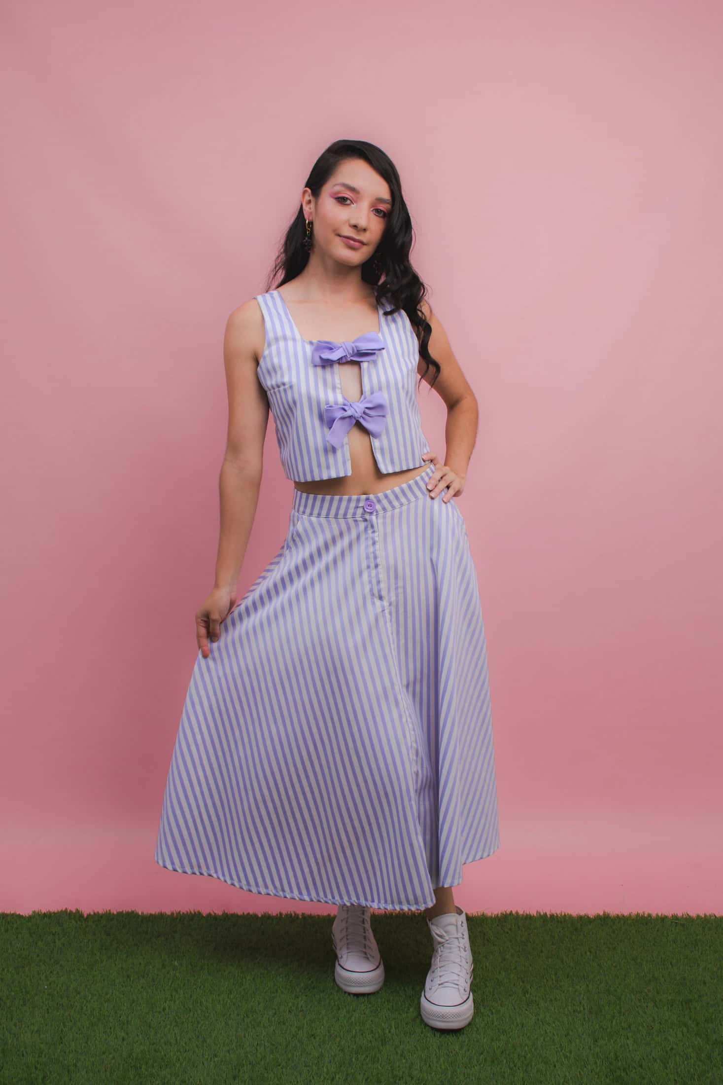 Falda Stripe Lila - miniatura 3