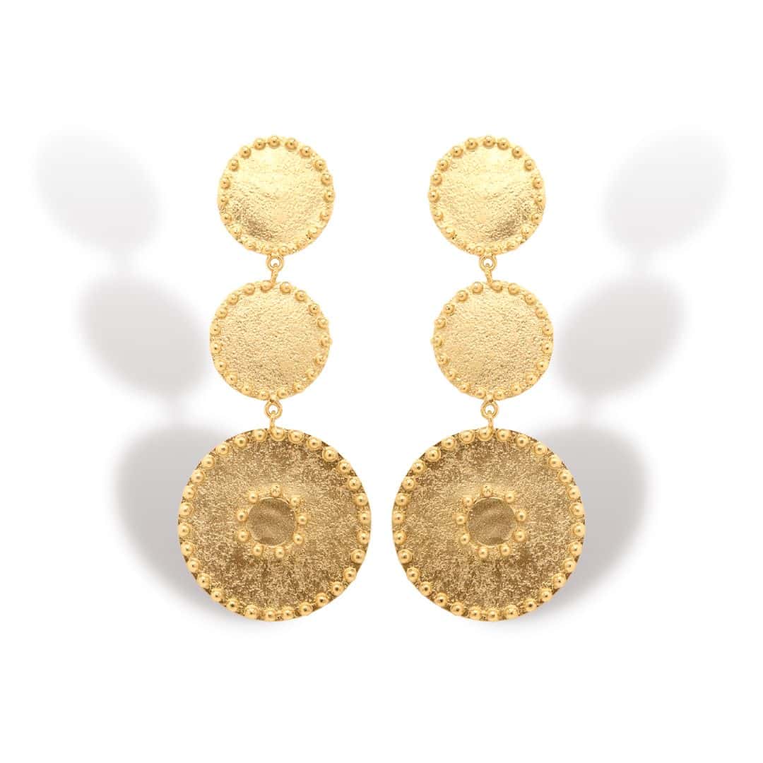 Aretes con 2 círculos y medallón precolombino