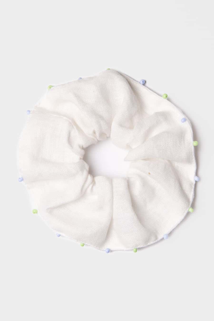 Women's linen white scrunchie