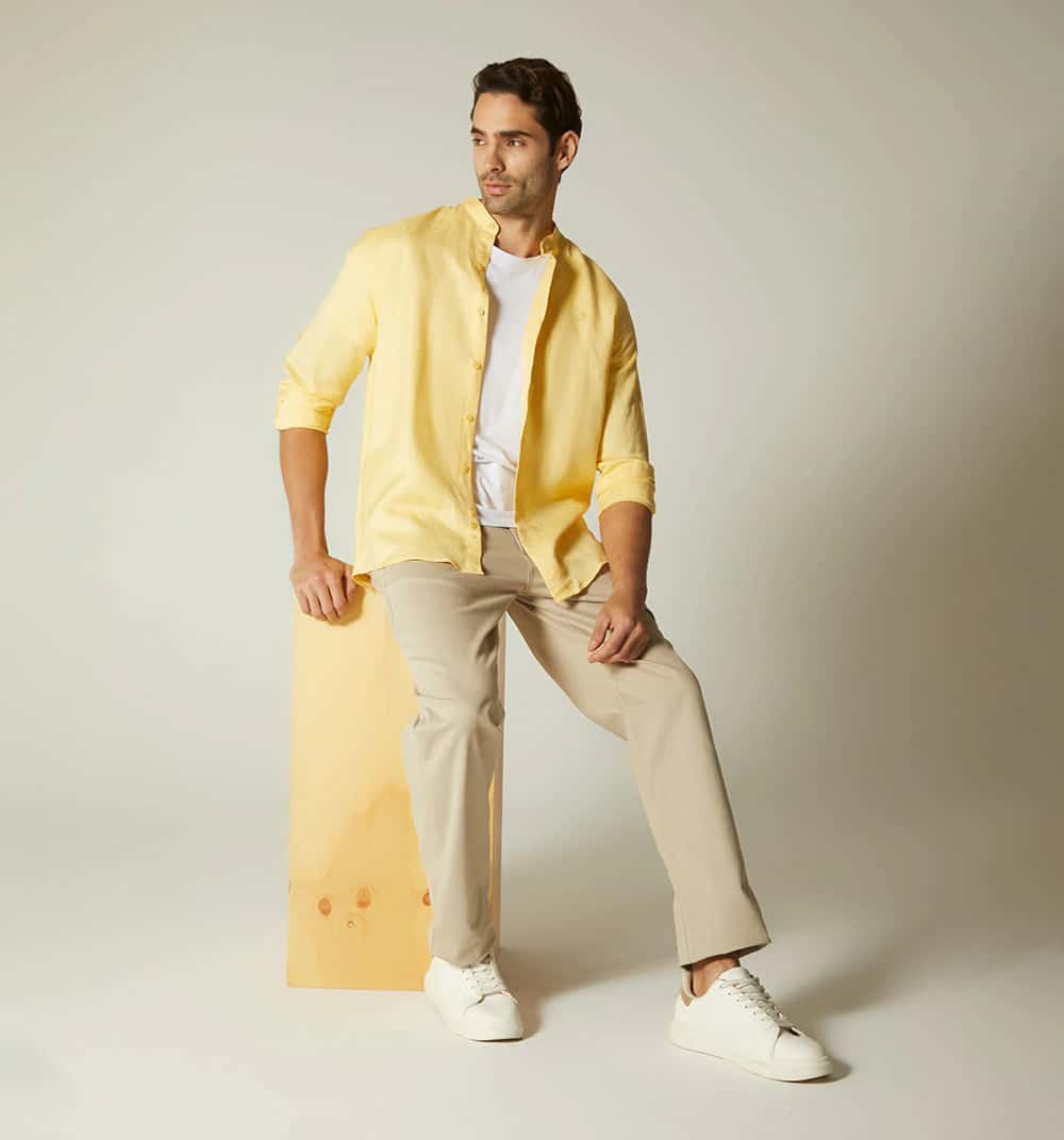 Camisa para hombre en lino cuello nerú m