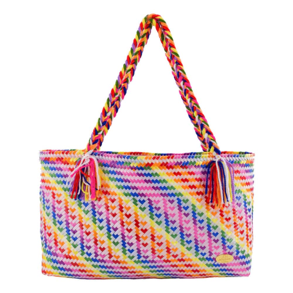 The Nicky Bag in White Rainbow Hearts