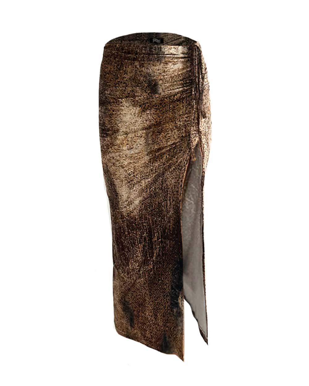 Drawstring Skirt in Distressed Leopard