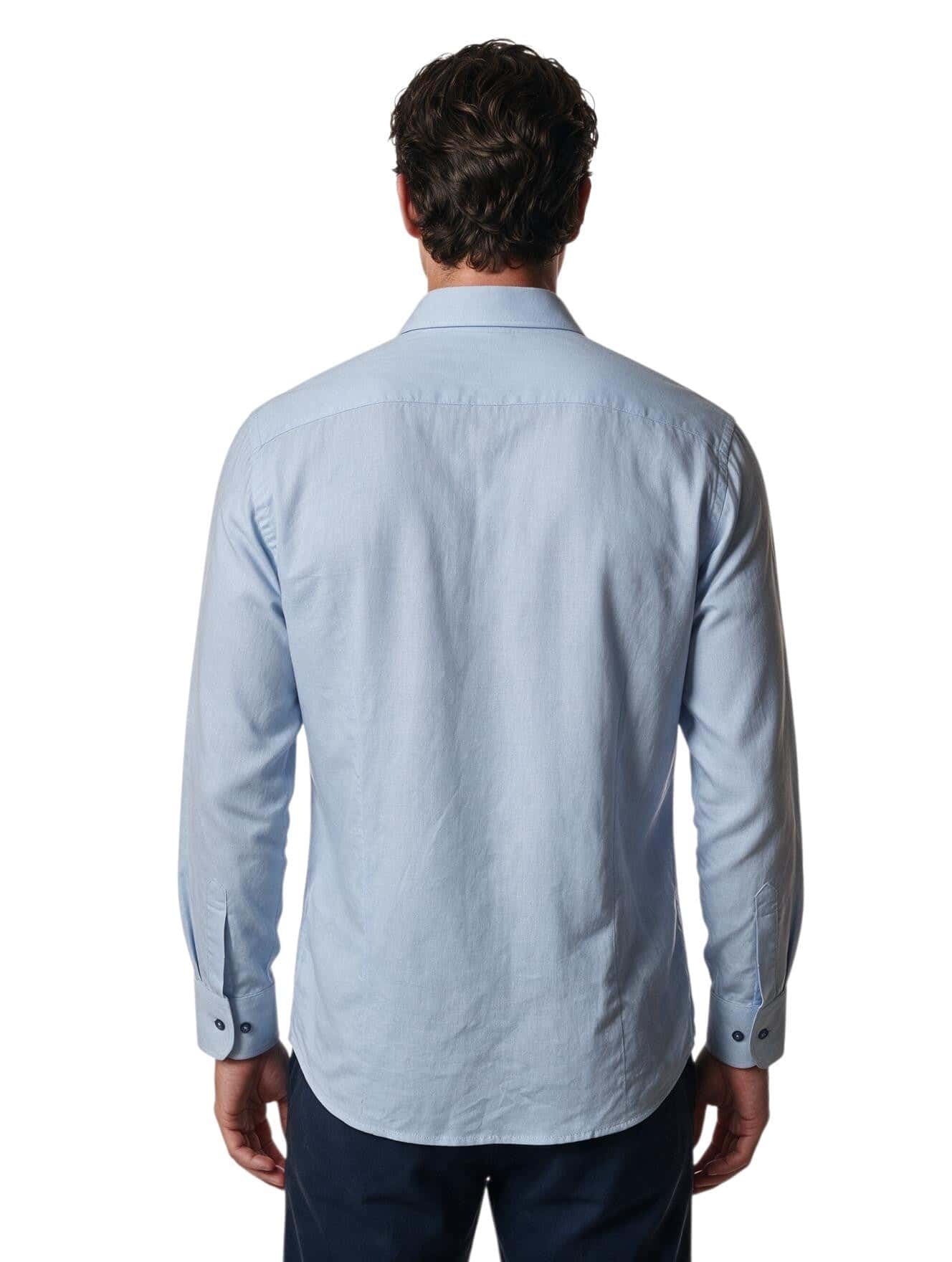 Guayabera azul manga larga con bordado - miniatura 4