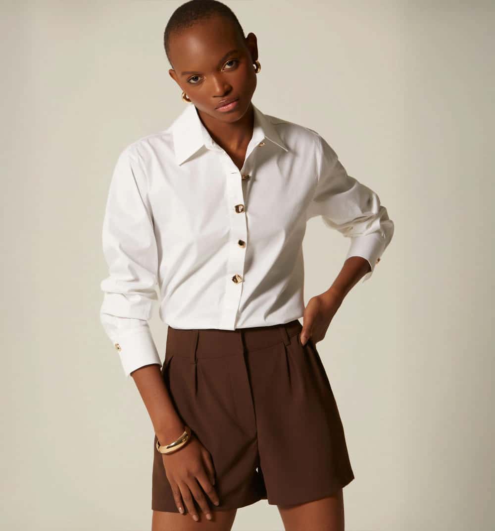 Camisera manga larga botones de lujo