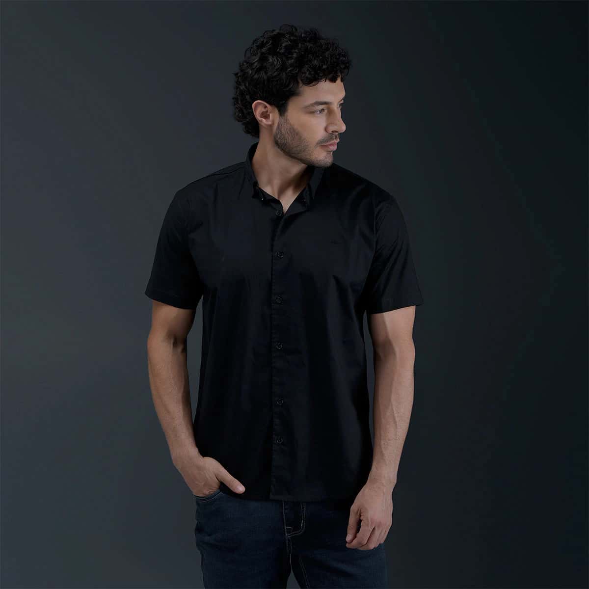 Camisa Negra Manga Corta
