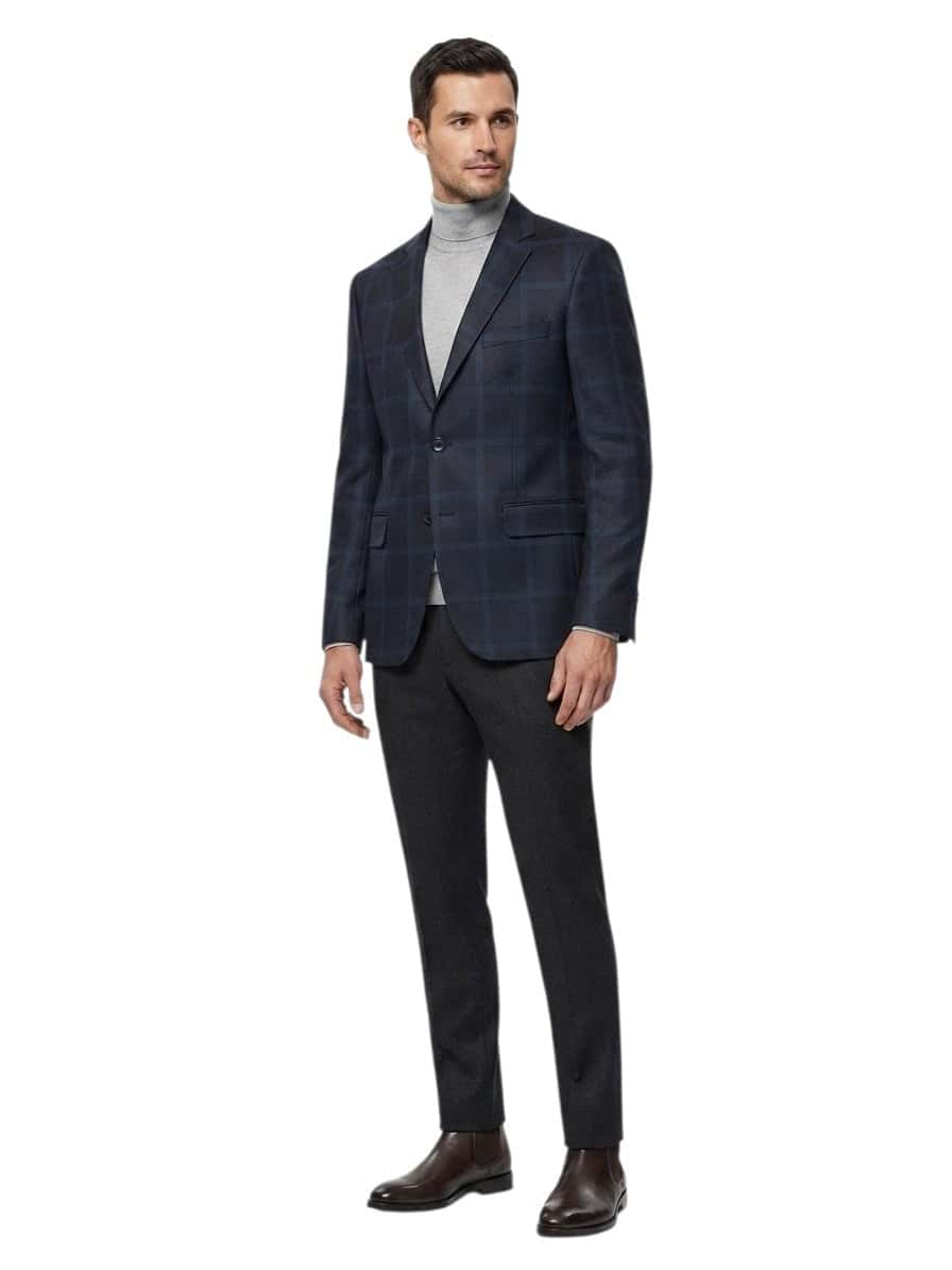 Blazer azul con negro a cuadros - miniatura 1