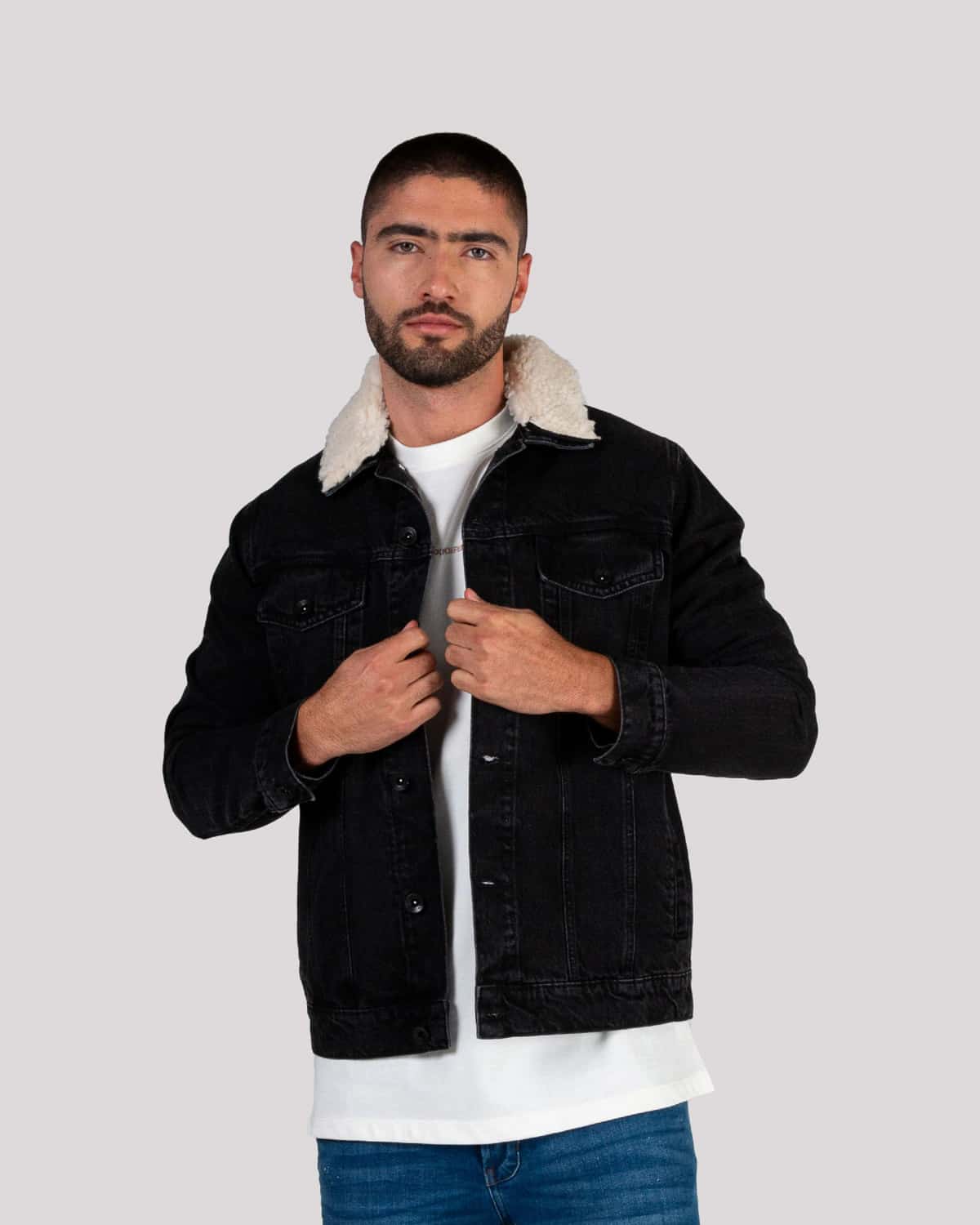 Chaqueta denim negra para hombre