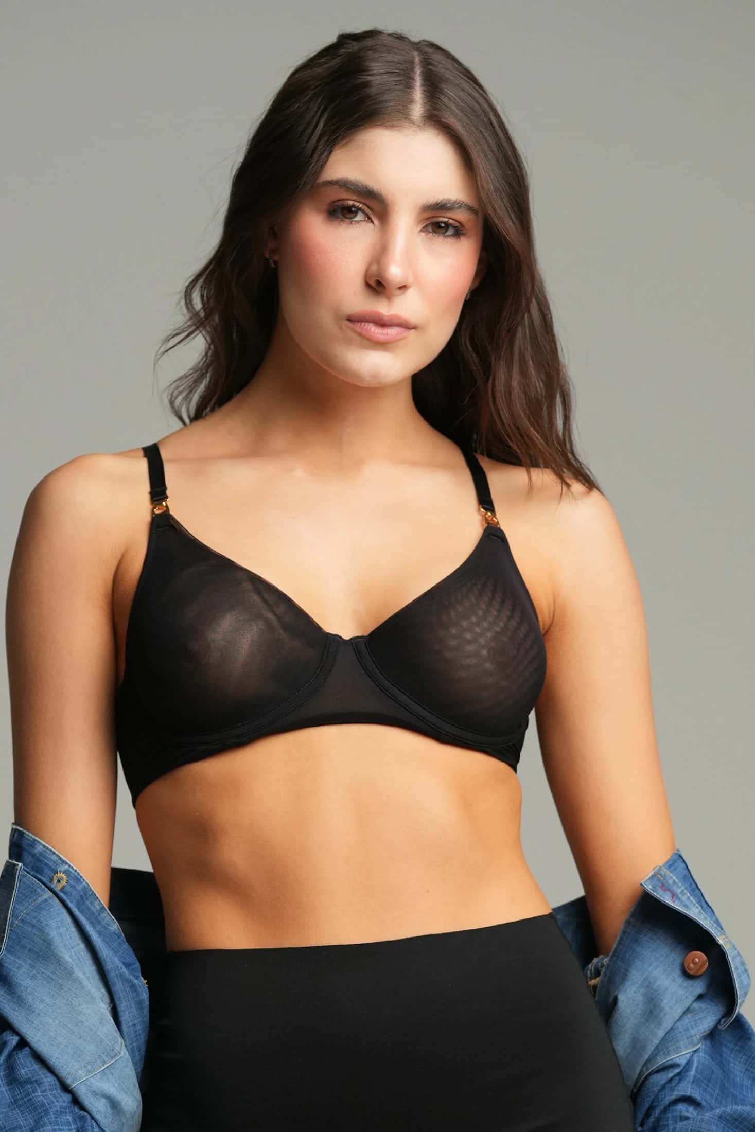 BRASIER ELLIPSE EN TUL CON ARO INVISIBLE ULTRA COMODO ALMA LIMPIA NEGRO