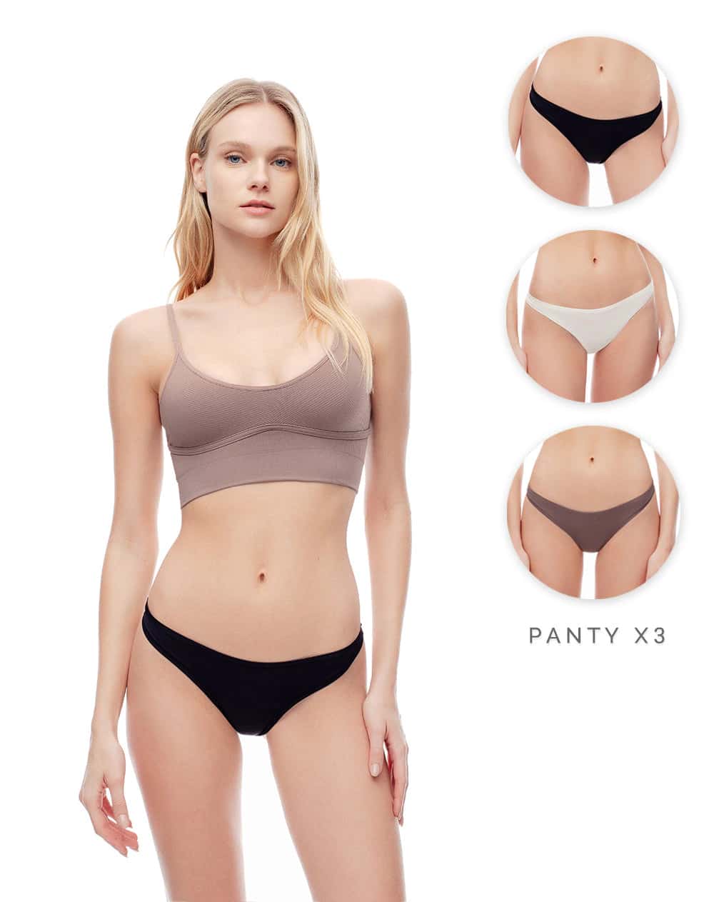 Panty tipo tanga tiro medio x3unds surtido