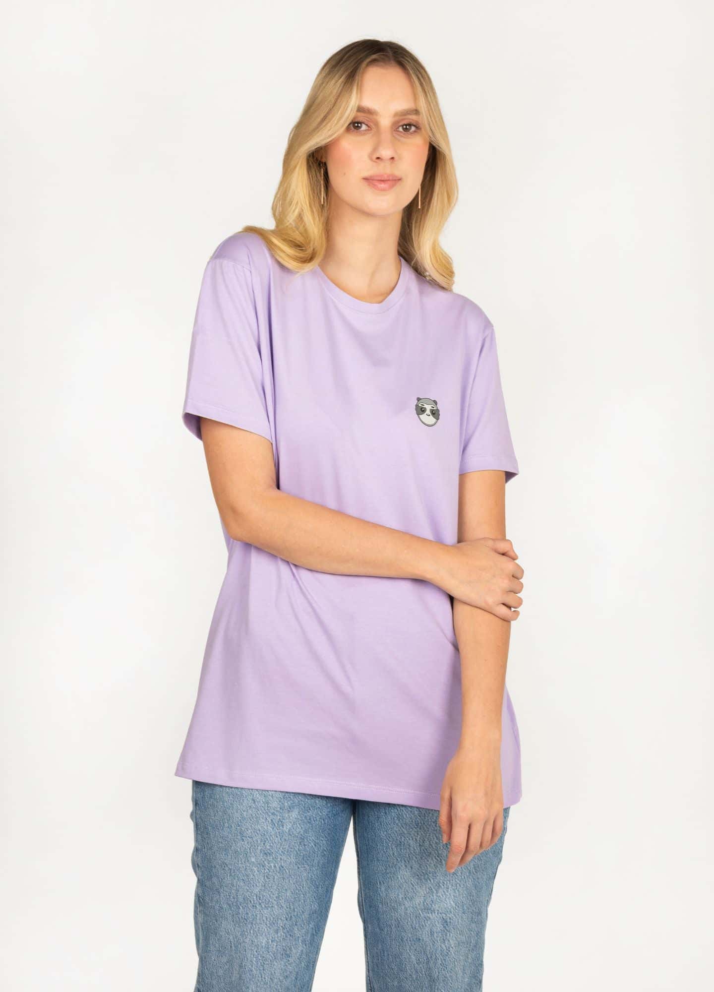 Basic Perezoso Camiseta Regular – Lila