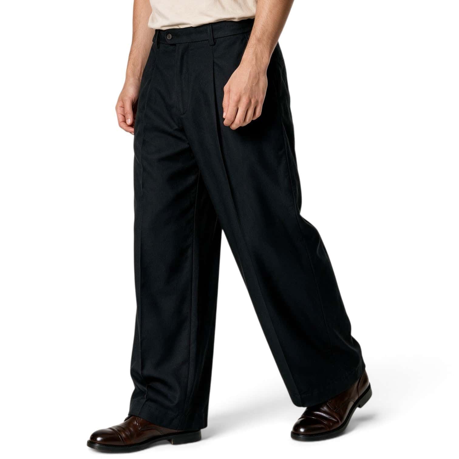 Pantalón negro con pretina cruzada bota ancha - miniatura 3
