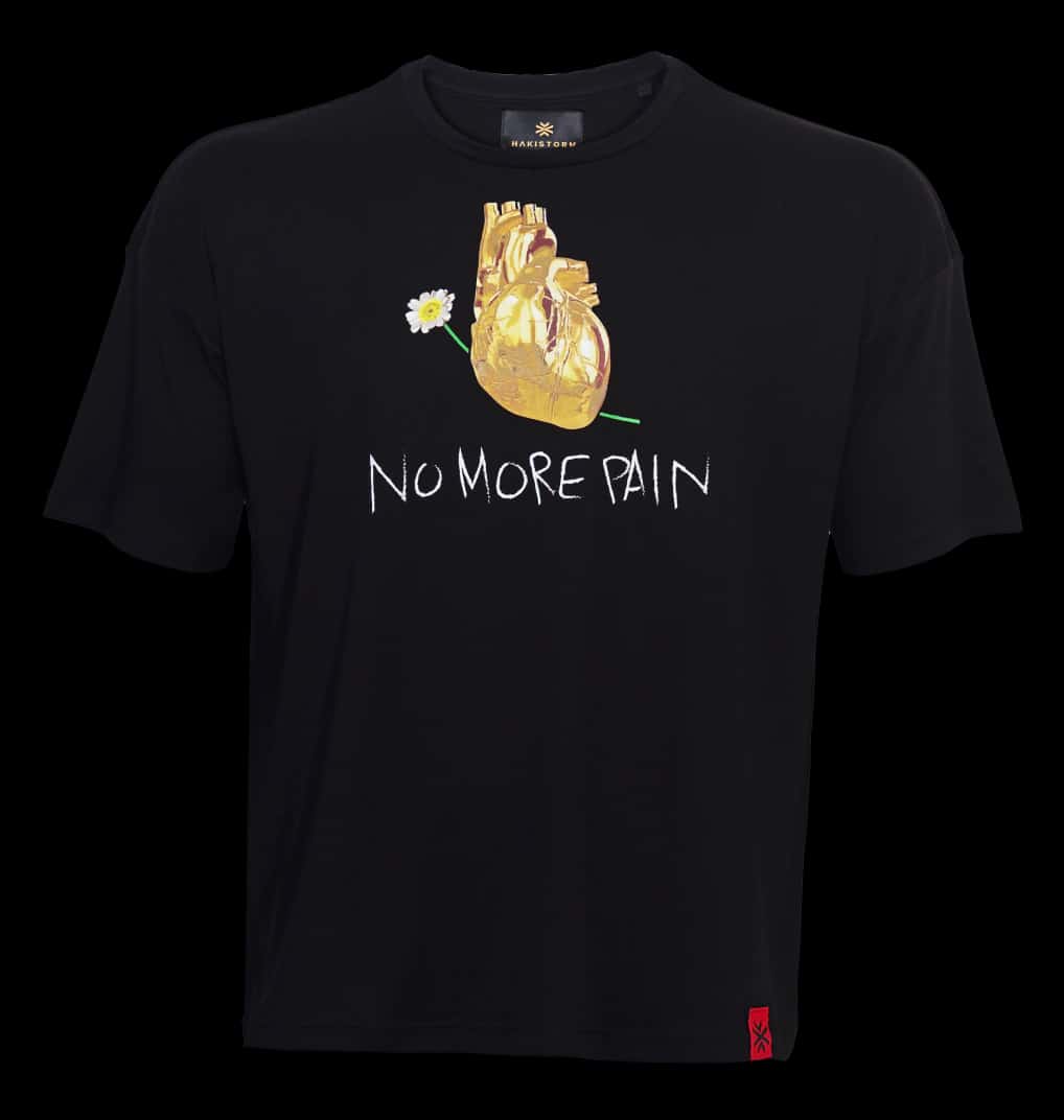 T-Shirt Golden Heart Black