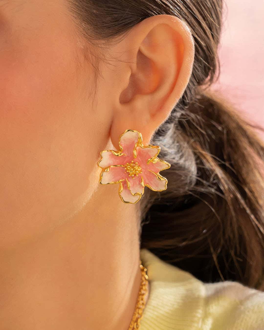 Arete Maxi Flor Rosa