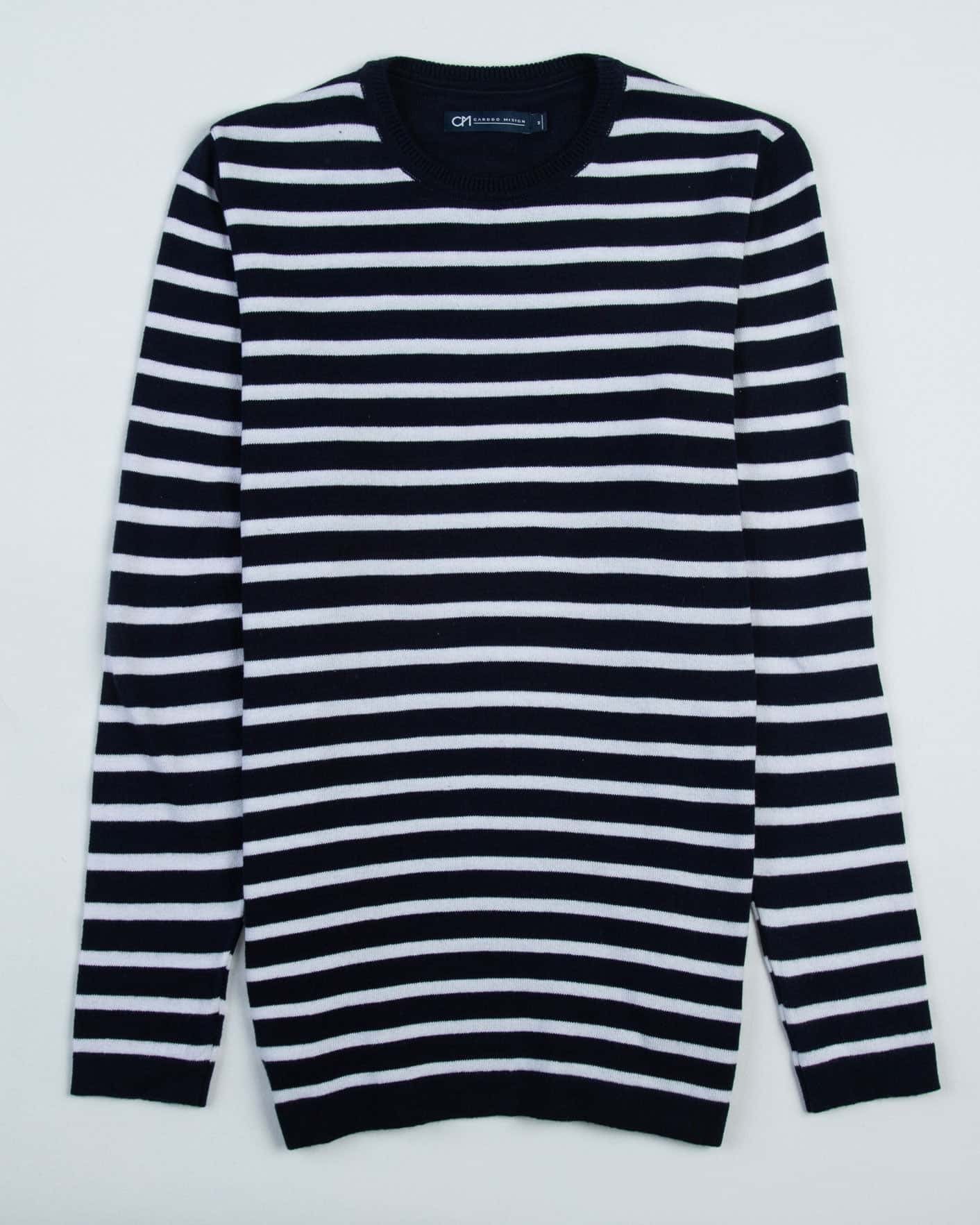 Saco Cuello Redondo Algodón Raya Blanca