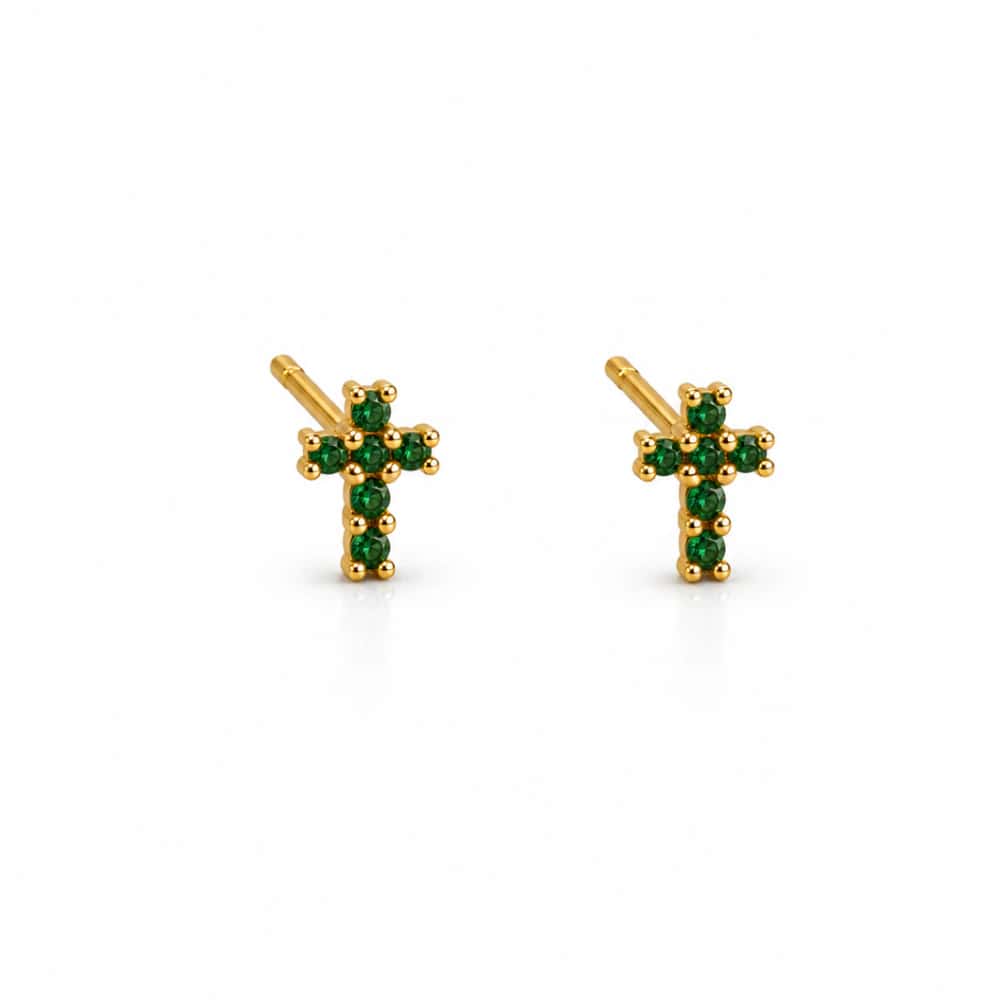 Aretes Cruz esmeralda