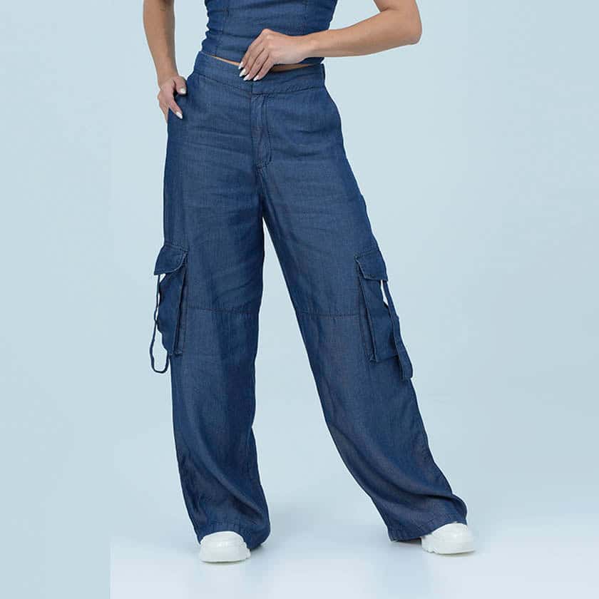 Pantalon Cargo Azul Mujer