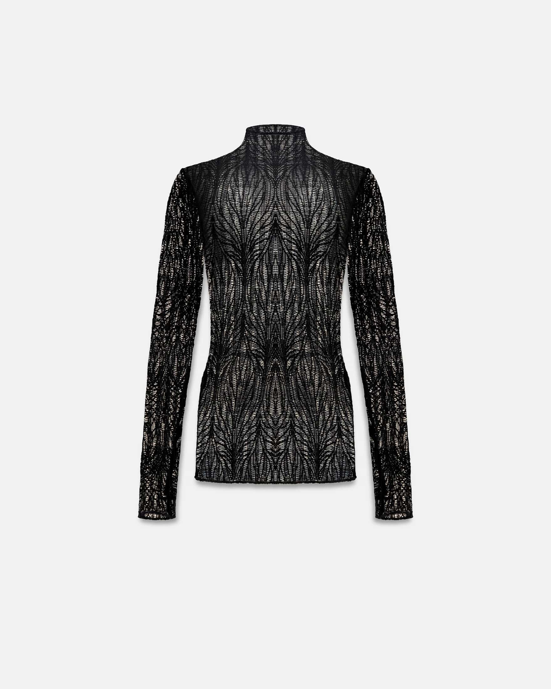 Basics Turtle Neck Top Transparent Black