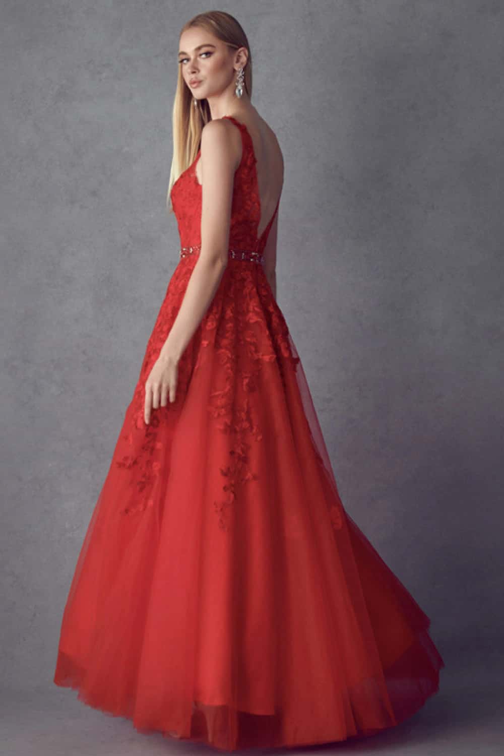 Floral Appliqué Tulle Gown - miniatura 4