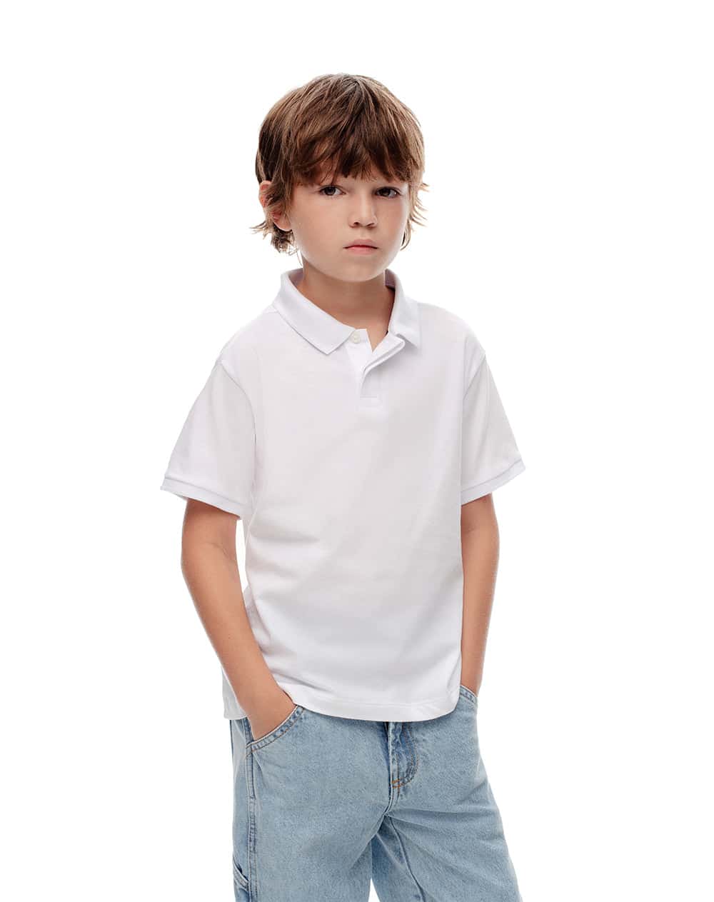 Polo regular algodón blanca niño