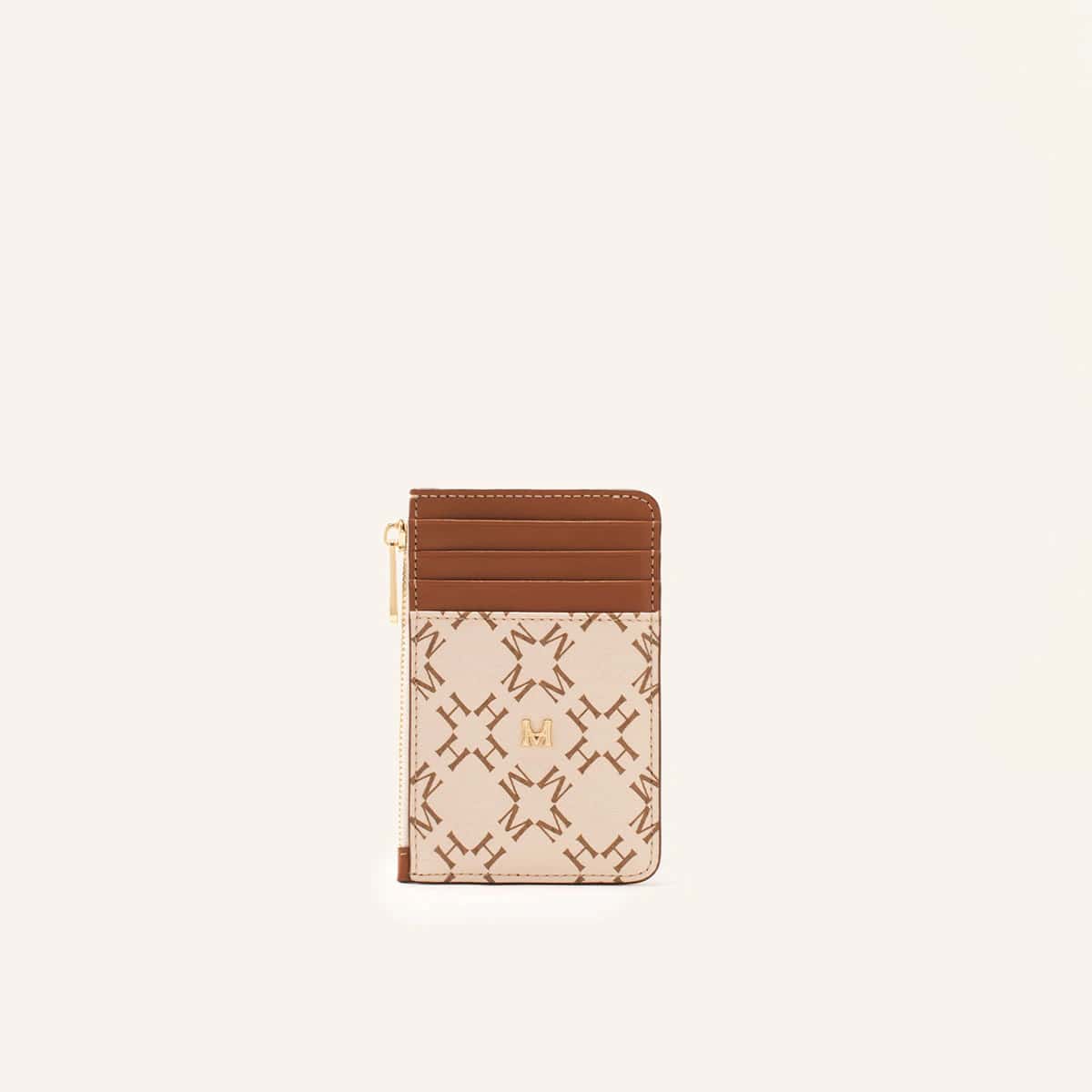Tarjetero 8 Tarjetas Con Zip Beige Primario Básico