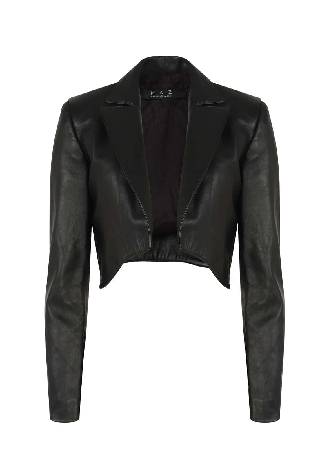 CROP LEATHER BLAZER