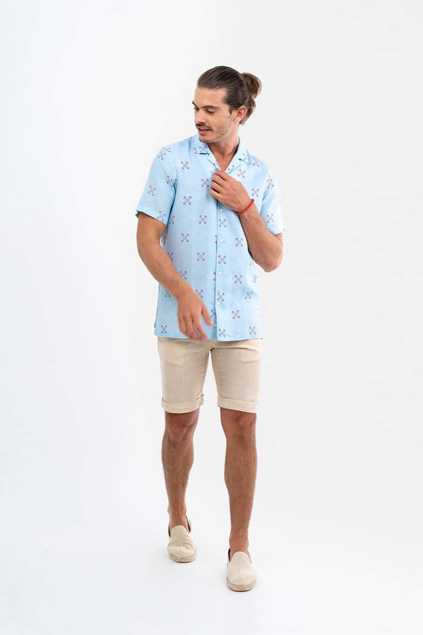 Men's large strings linen shirt