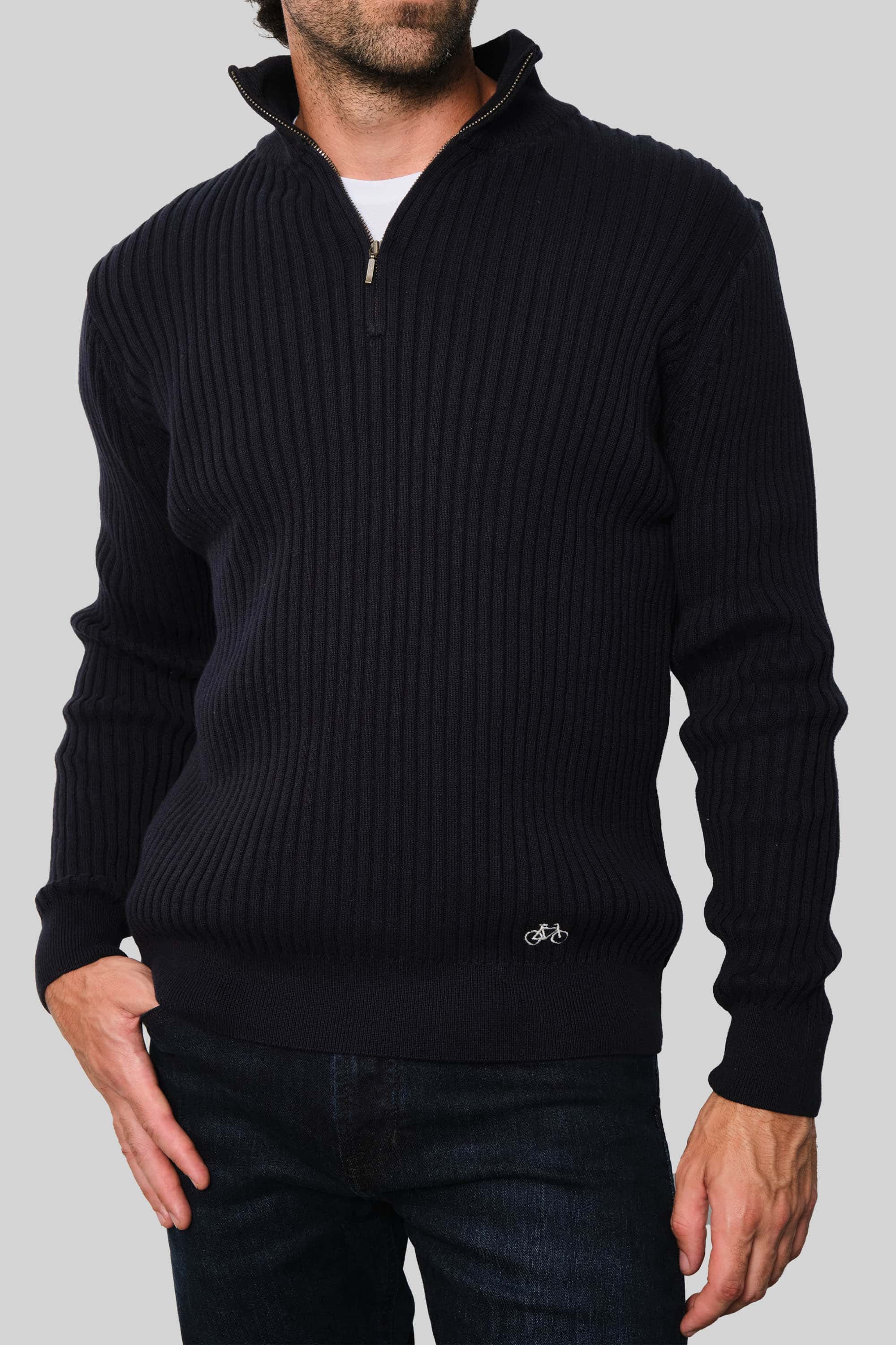 SACO LINED HALF ZIP NAVY