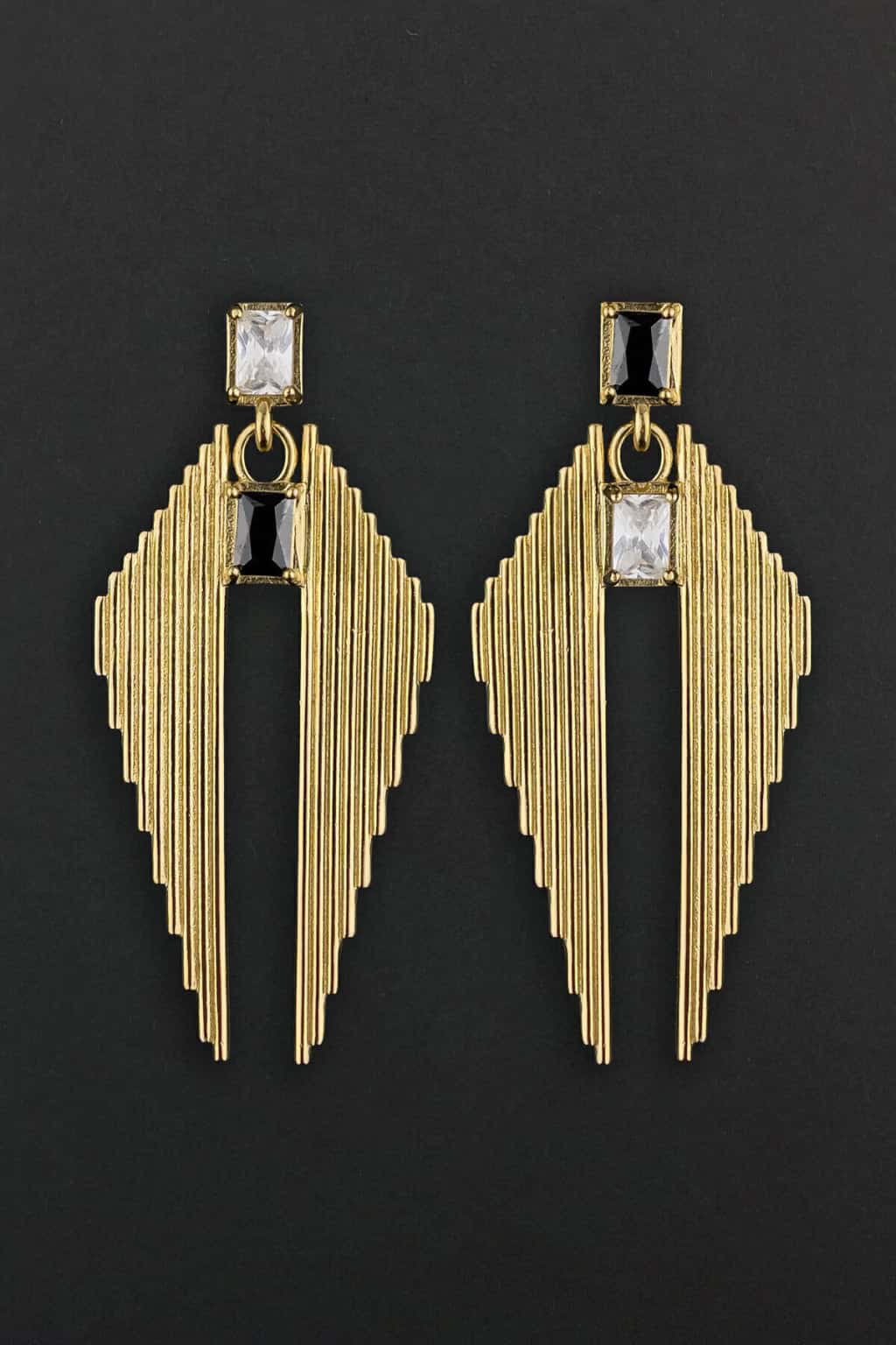 ARETES DECO ROMBO DORADO - miniatura 1