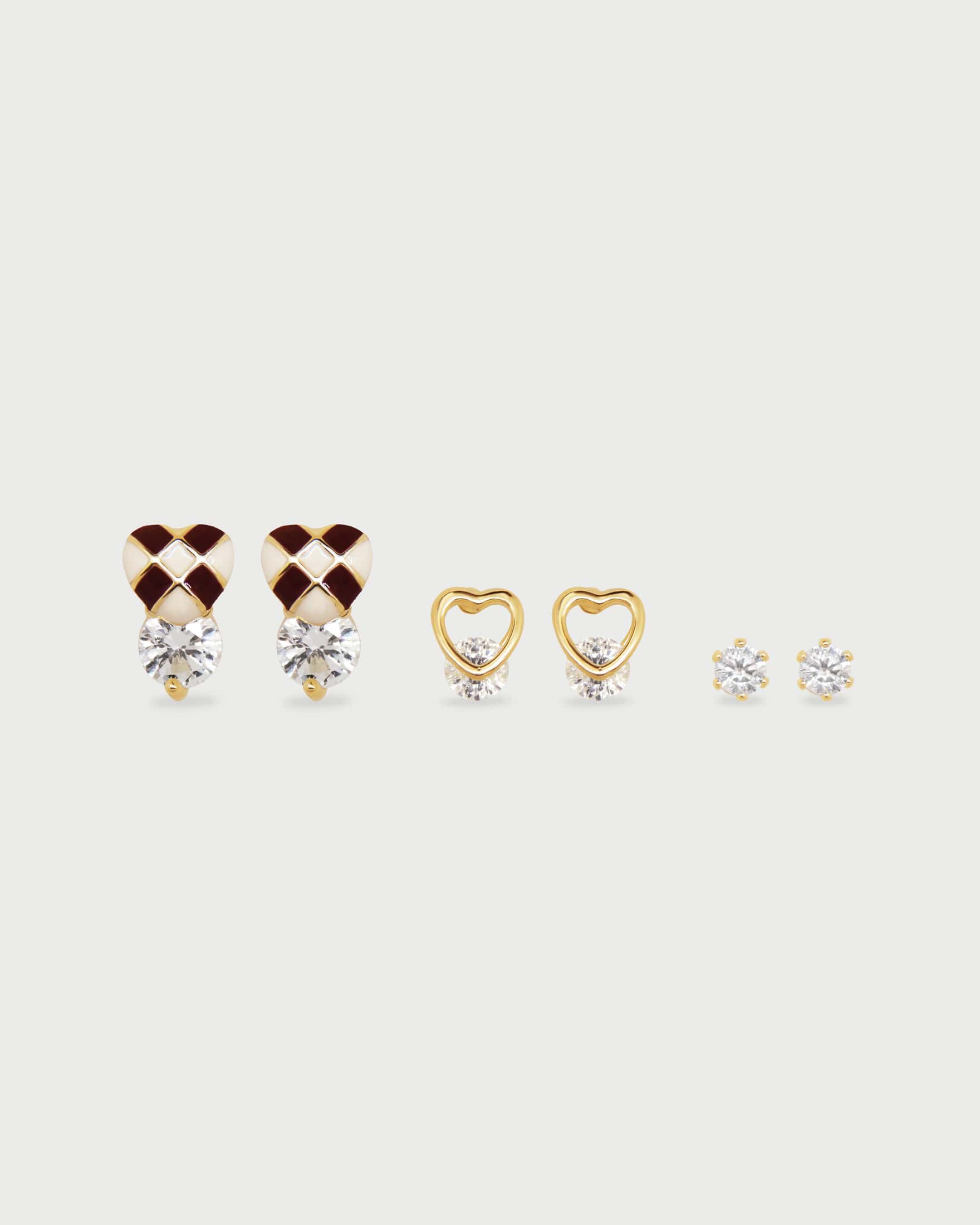 Set X3 Aretes Corazones Mosaico