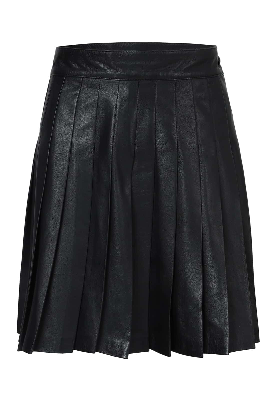 PLEATED LEATHER MINI SKIRT