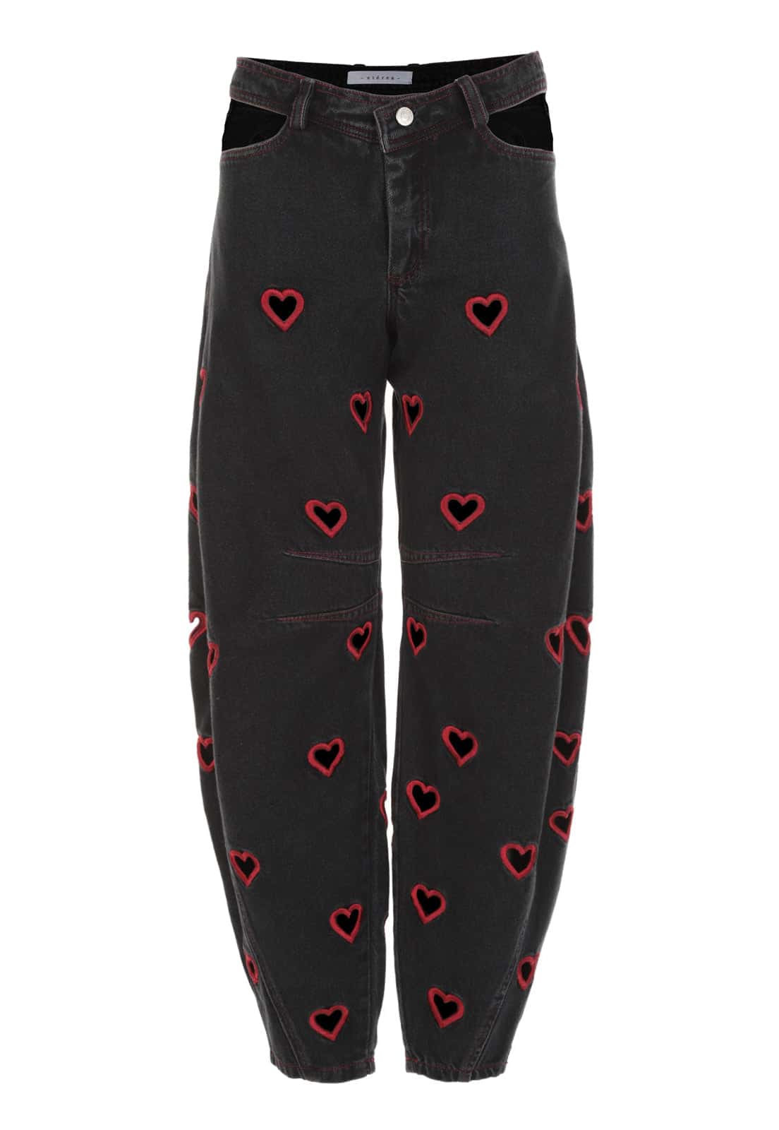 Mini Hearts Barrel Pants Black