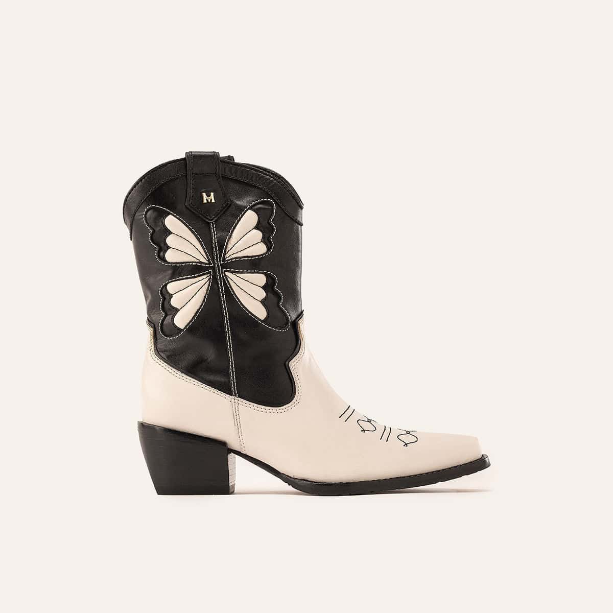 Botas Jerez Caña Media Negro Blanco Glamour