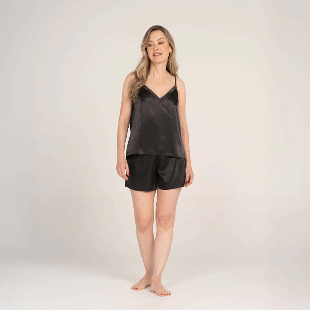Short de Pijama en Satin Unicolor