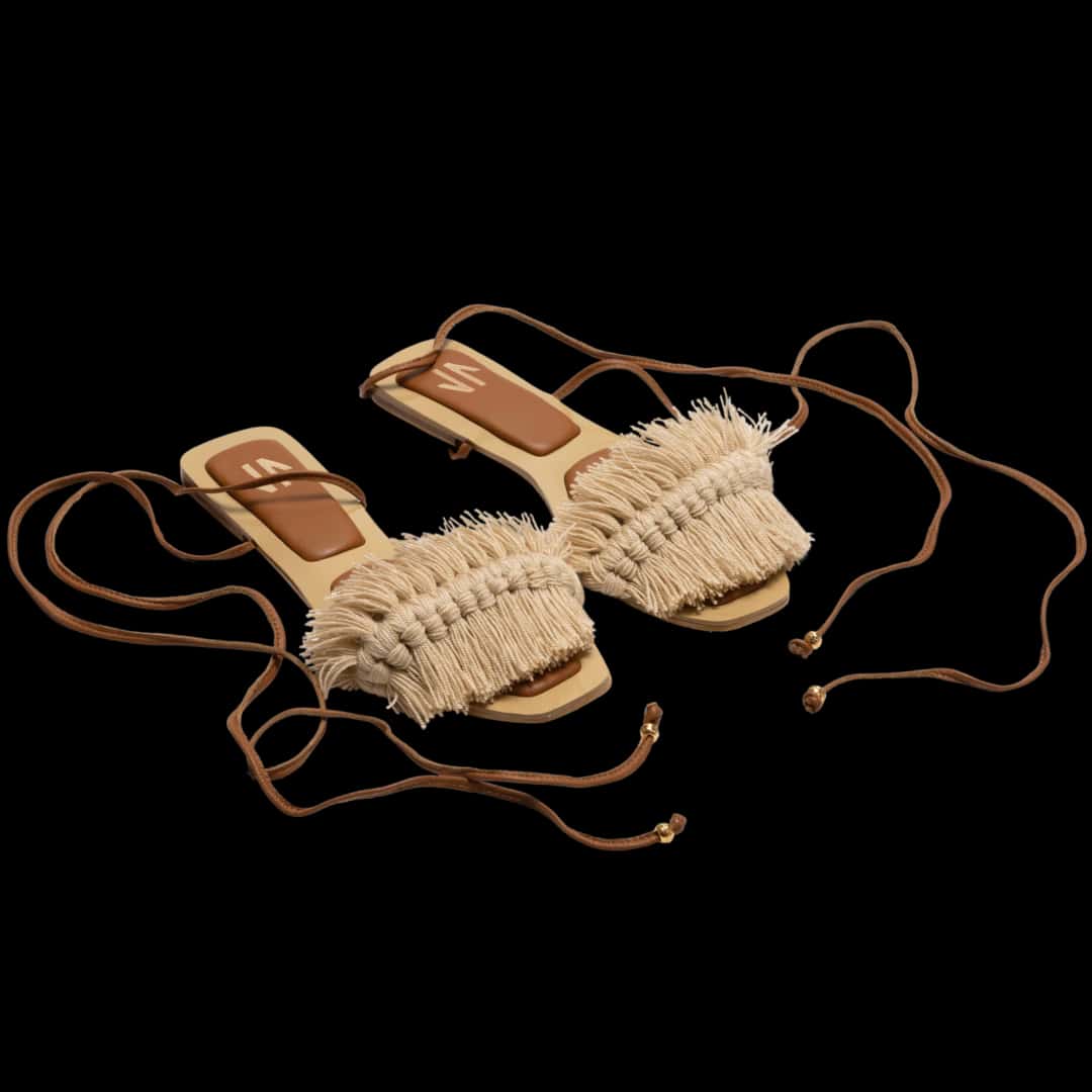 Silvia Cobos Bloom Lace Up Flat Beige