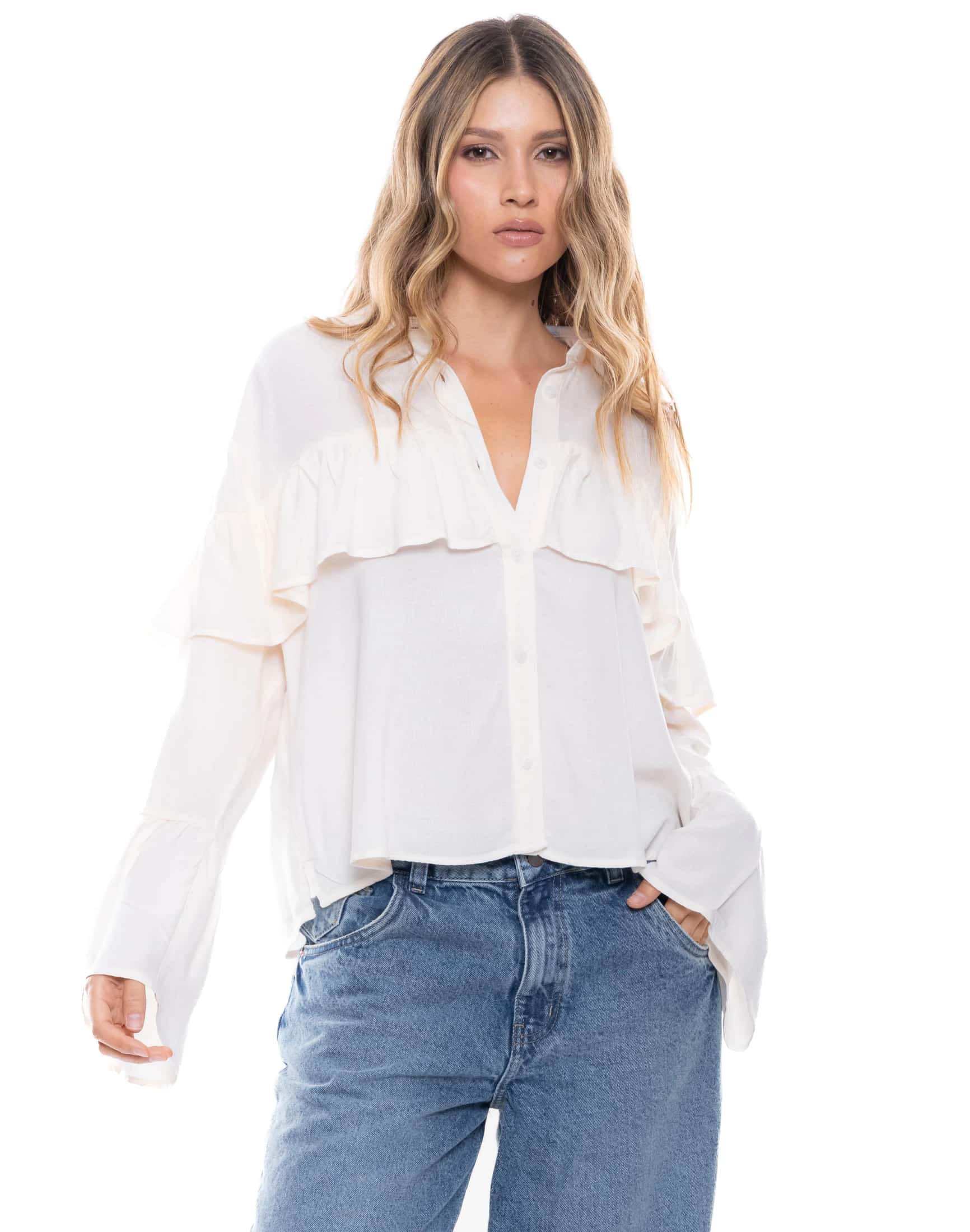 Camisa Manga Larga Con Boleros
