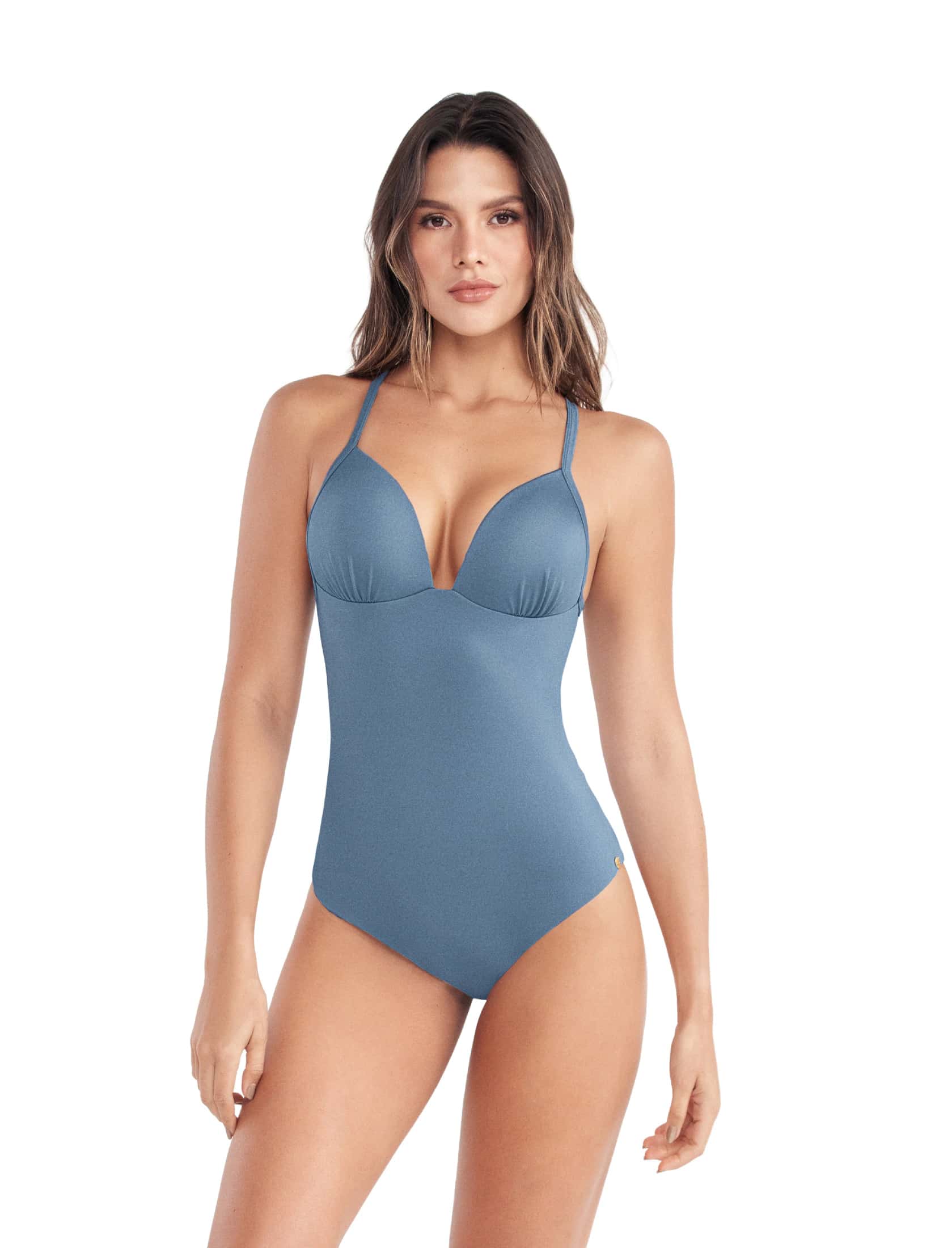 VESTIDO DE BAÑO ENTERO 46725 - COPAS FIJAS CON REALCE