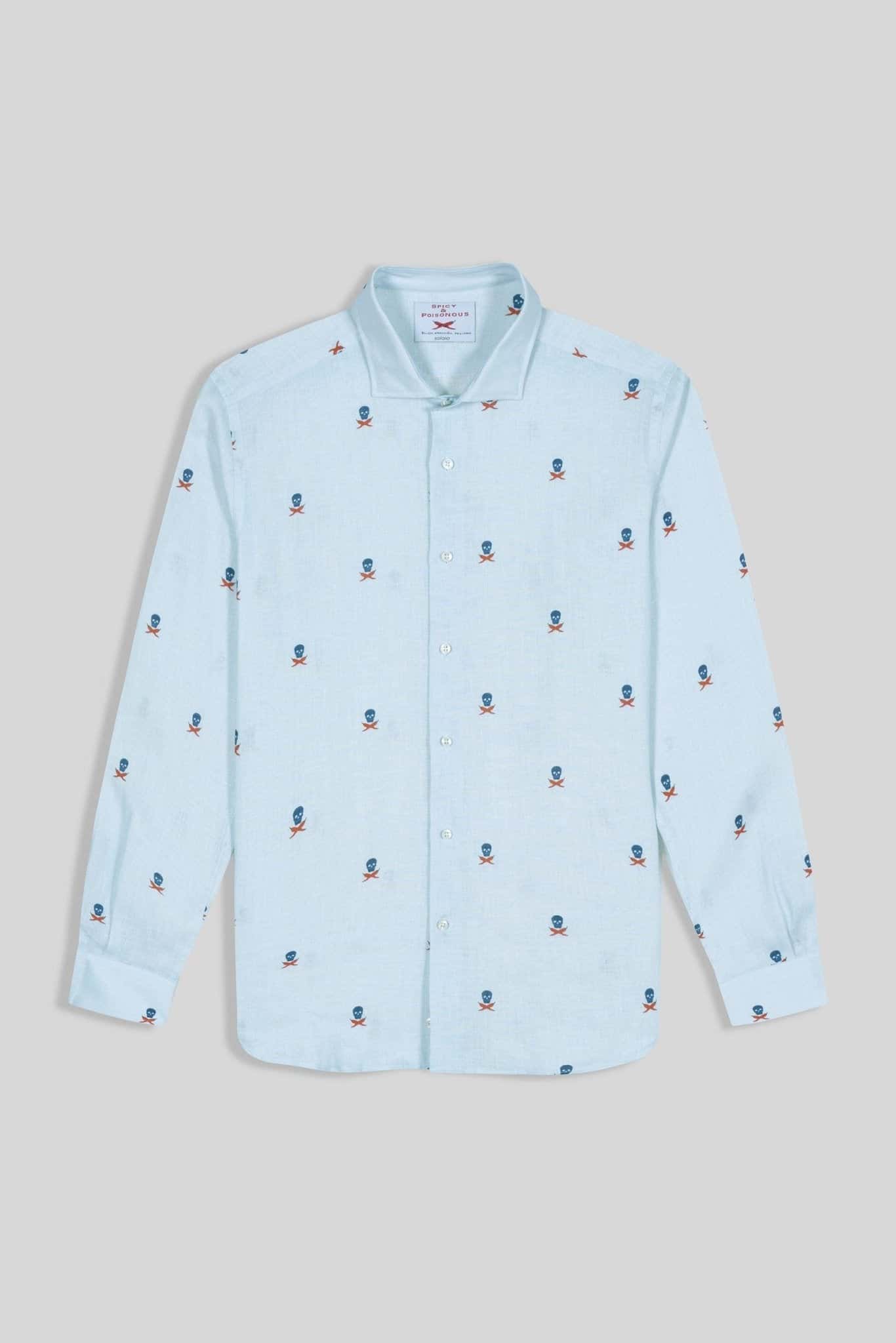 Men's linen shirt separated skulls icement